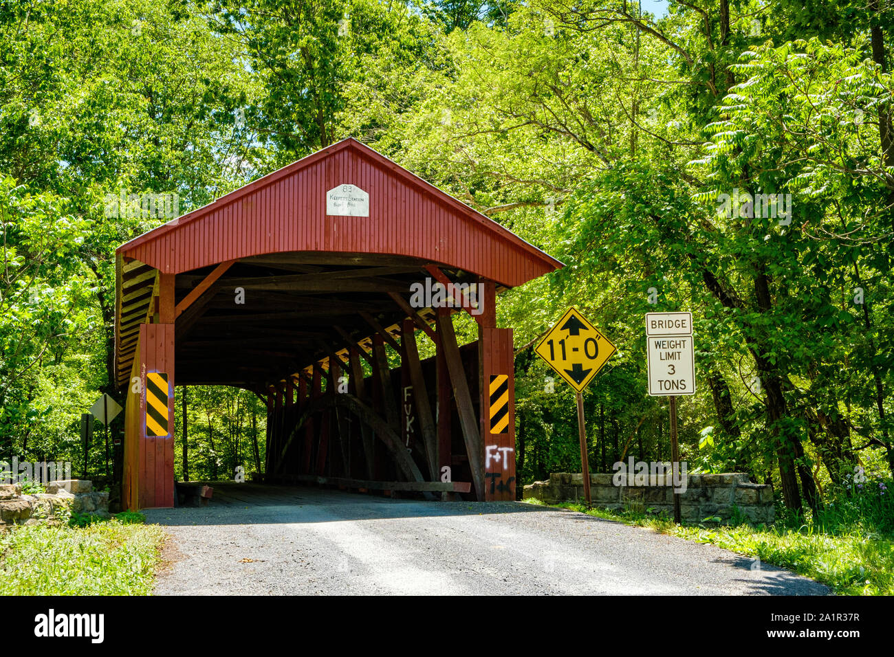 Keefer Station Covered Bridge, Mill Road, Upper Augusta Township, Pennsylvania Stock Photo