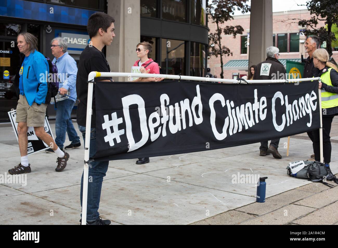 Climate Activists Perform A Die In At Chase Bank In Eugene Oregon