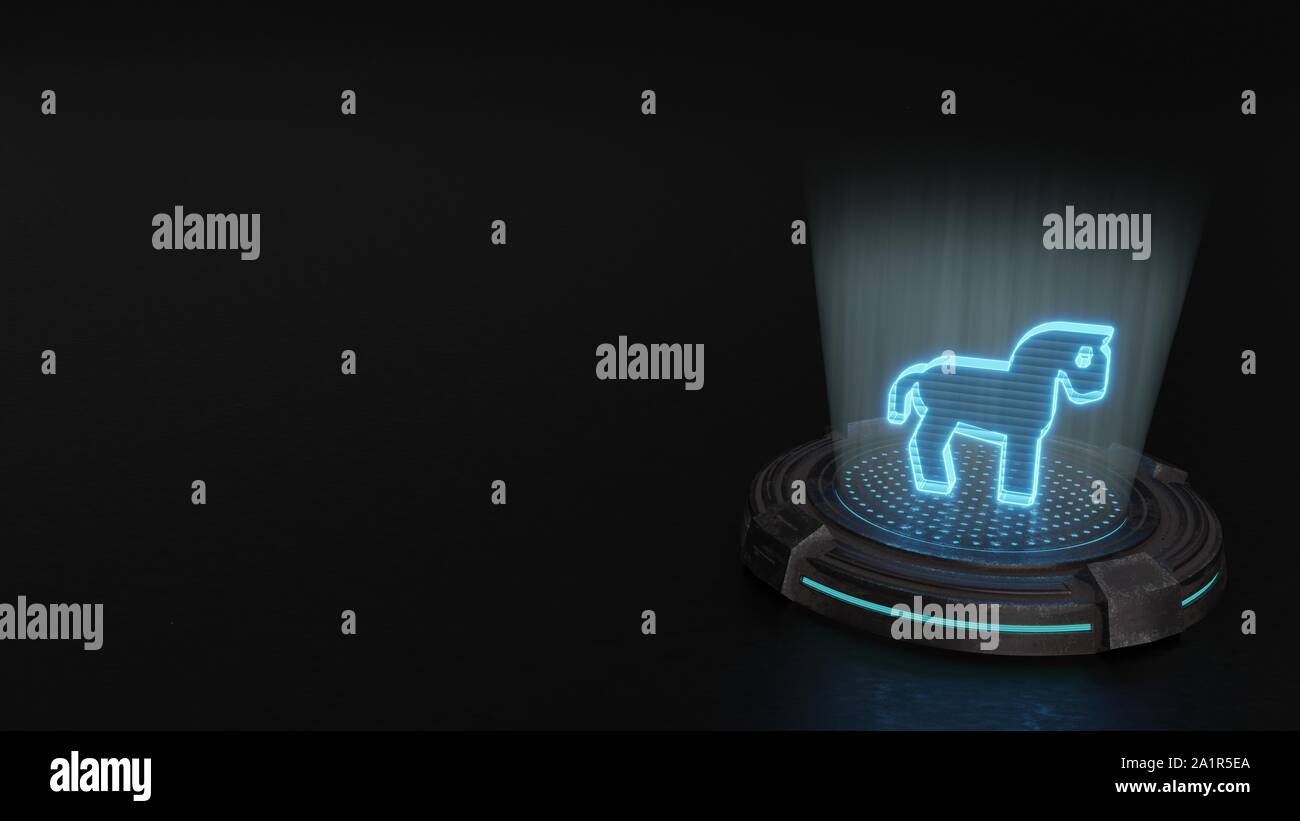 blue stripes digital laser 3d hologram symbol of horse from profile ...