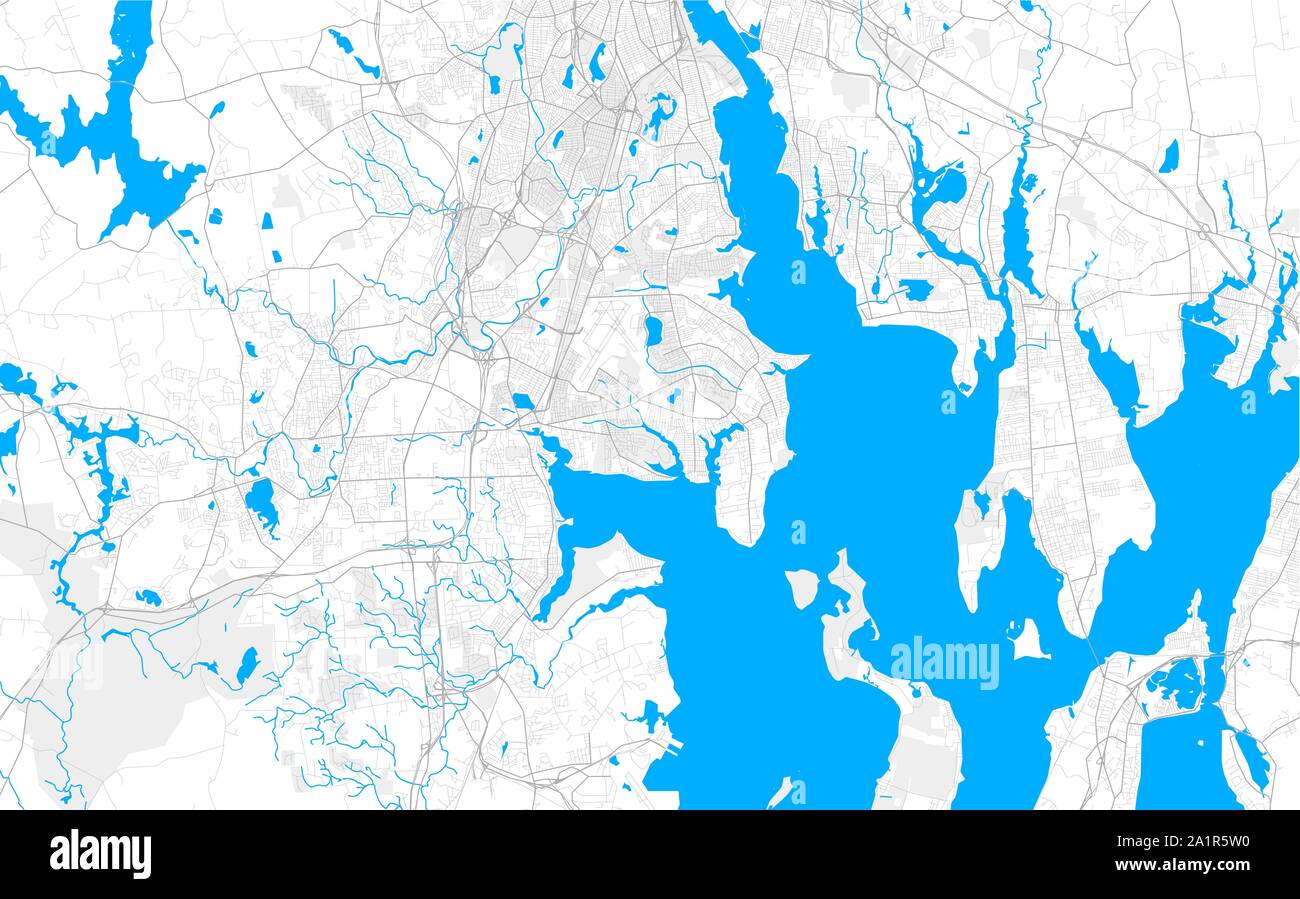 Rich detailed vector area map of Warwick, Rhode Island, USA. Map