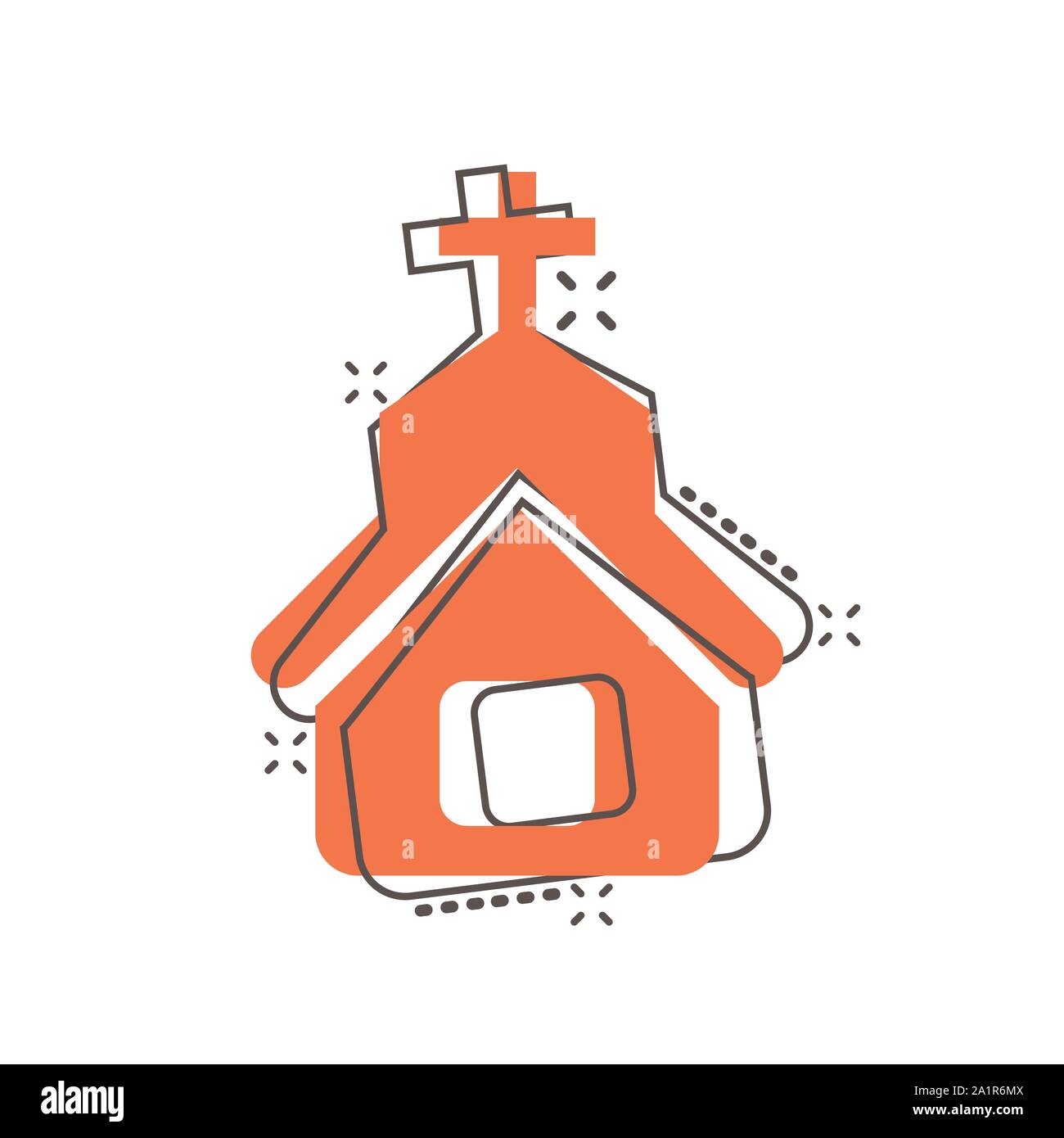 Church icon in comic style. Chapel vector cartoon illustration on white ...