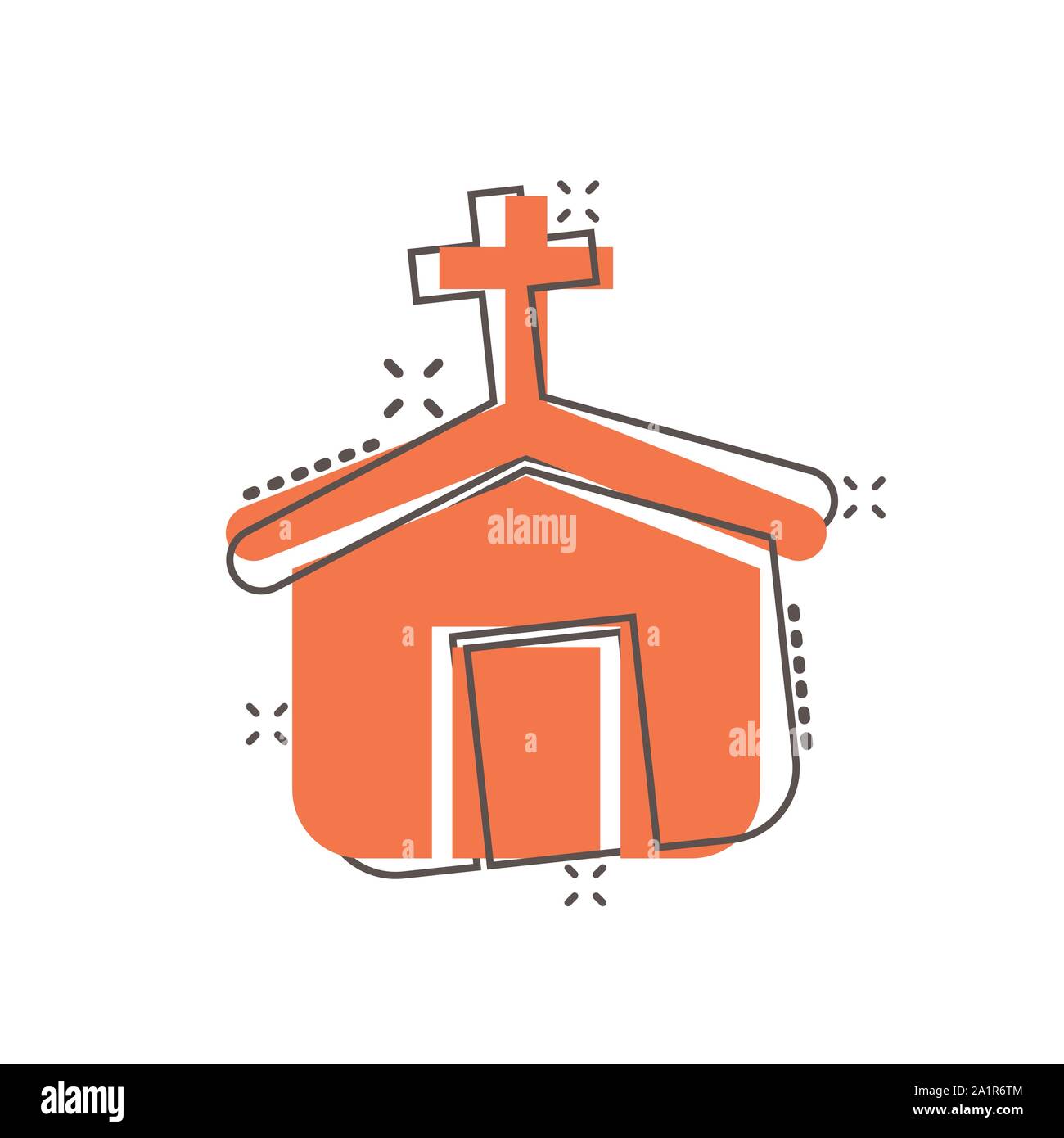 Church icon in comic style. Chapel vector cartoon illustration on white ...