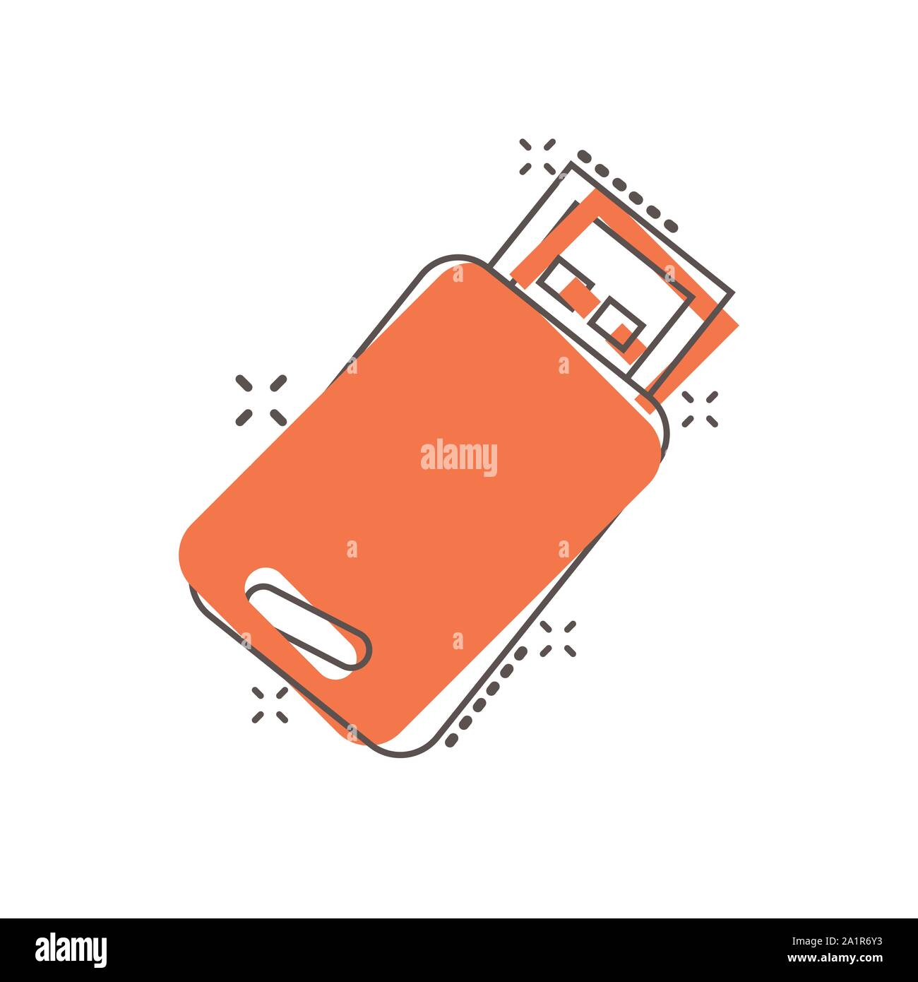 Usb drive icon in comic style. Flash disk vector cartoon illustration ...