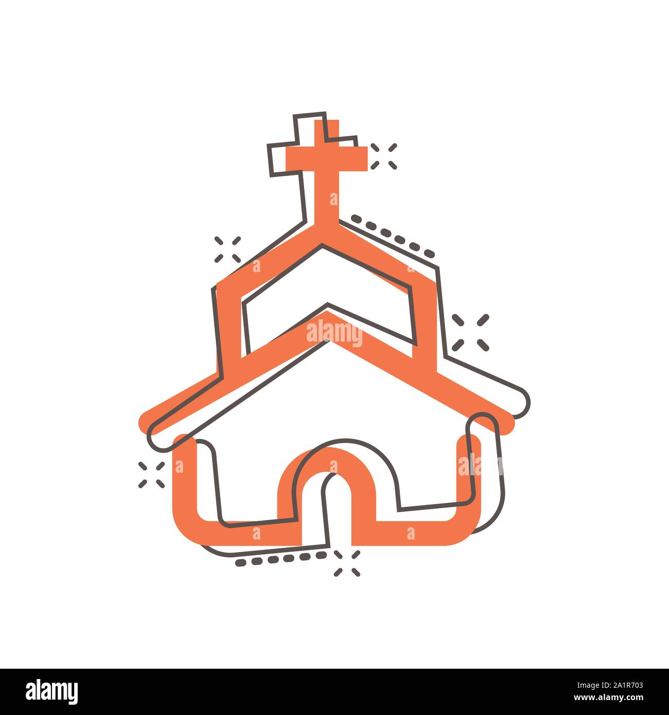 Church icon in comic style. Chapel vector cartoon illustration on white ...