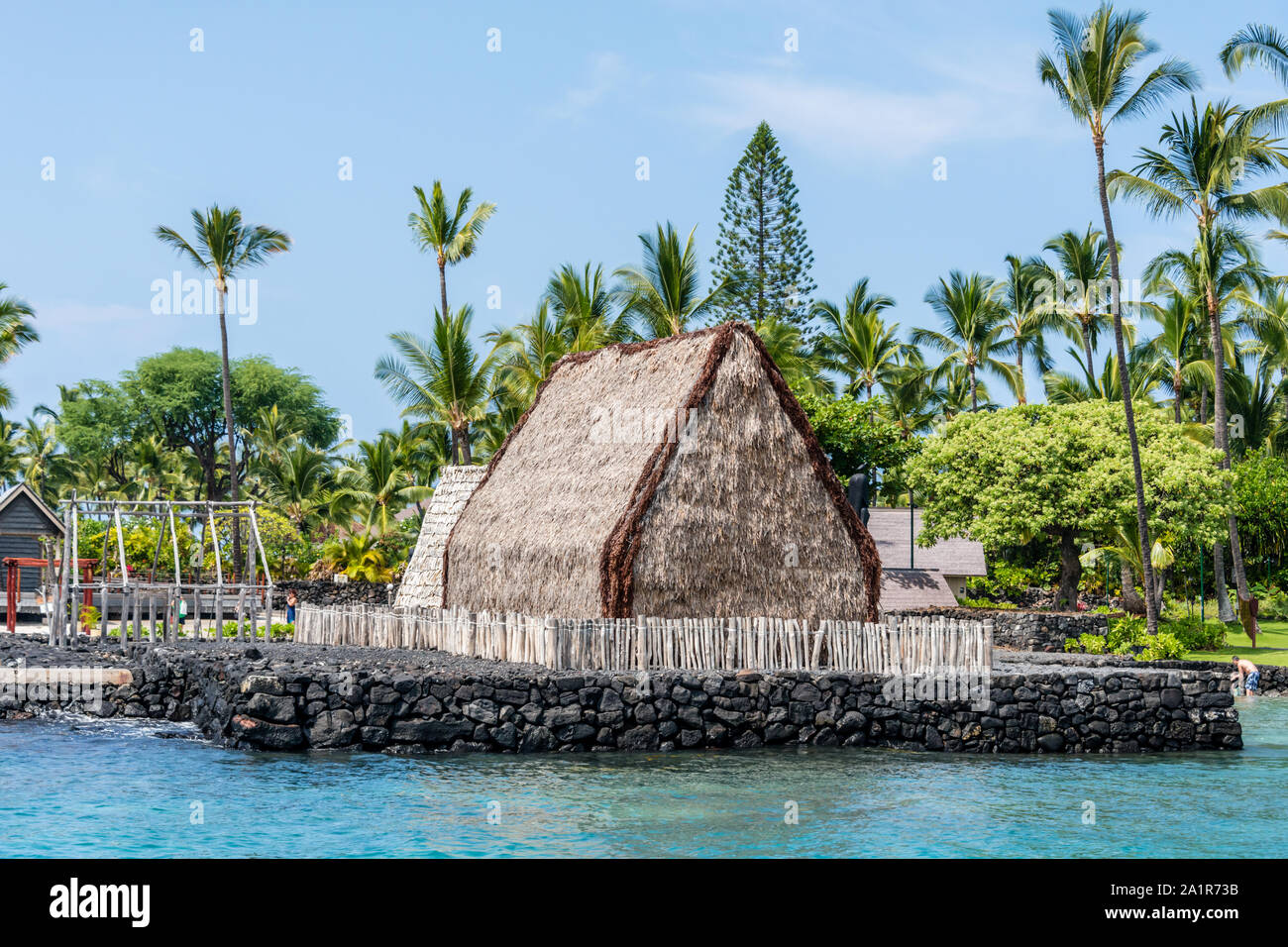 Hawai‘i, the Big Island, Kailua-Kona, Ahu'ena Heiau Stock Photo