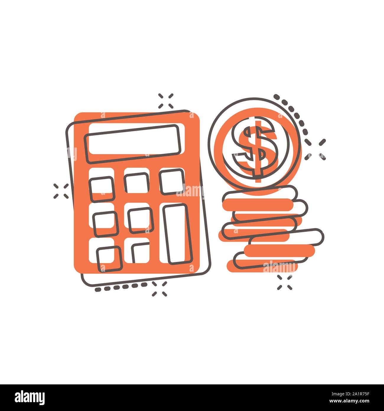 Money calculation icon in comic style. Budget banking vector cartoon ...