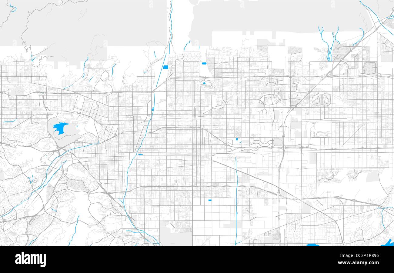 Rich detailed vector area map of Upland, California, USA. Map template