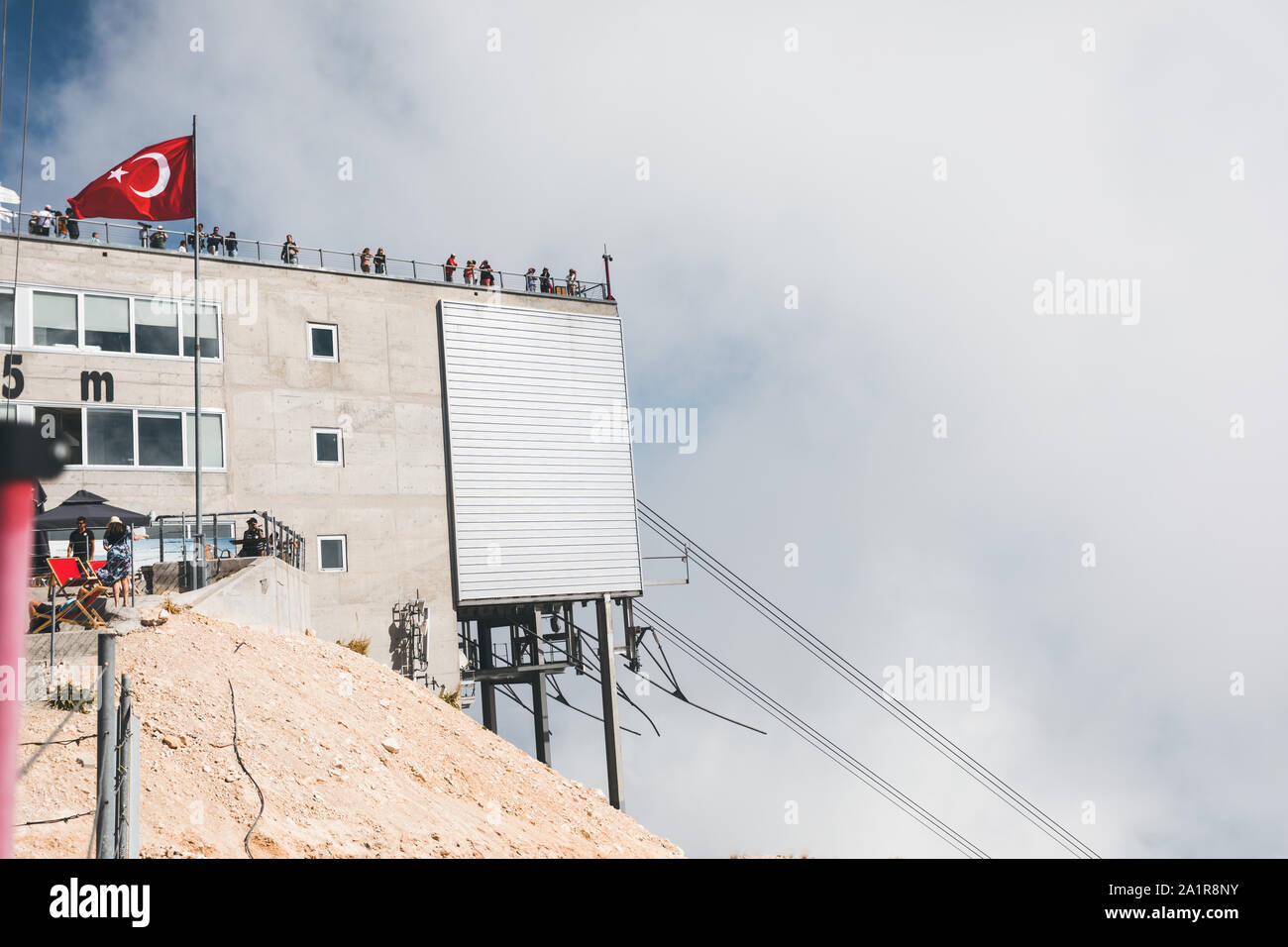 Upper Tahtali Mountain Cable Car Station in Kemer, Turkey Stock Photo