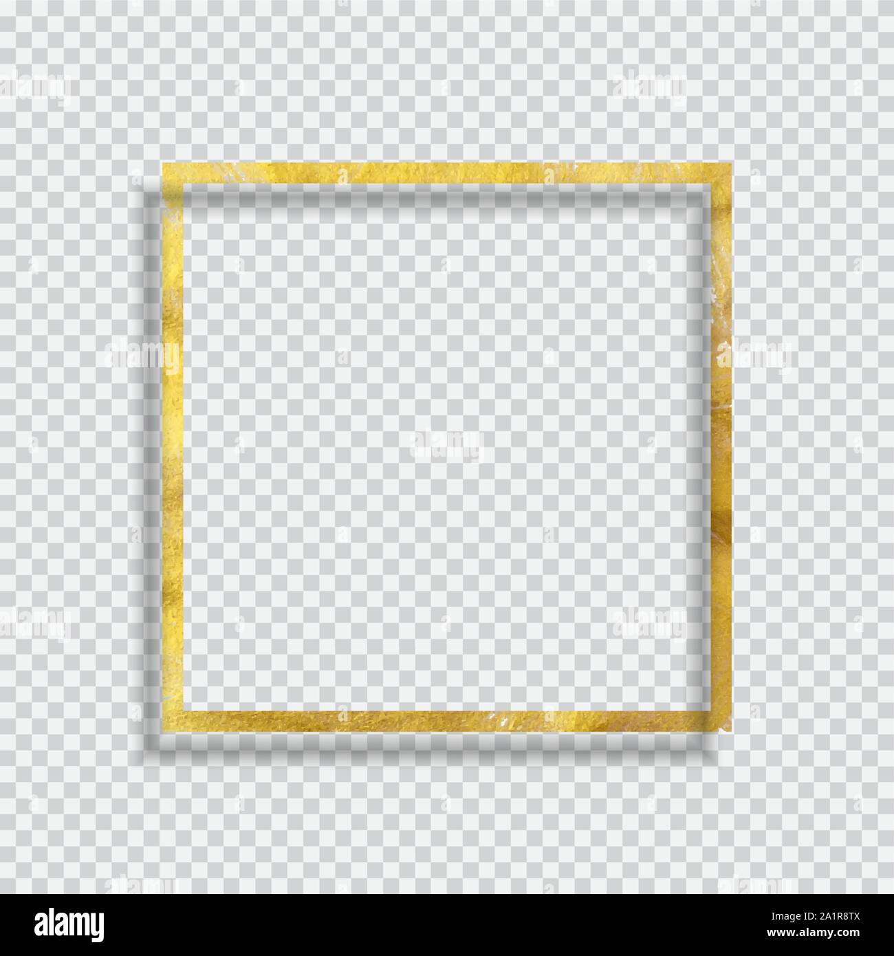 Gold Paint Glittering Textured Frame on Transparent Background. Vector Illustration Stock Vector