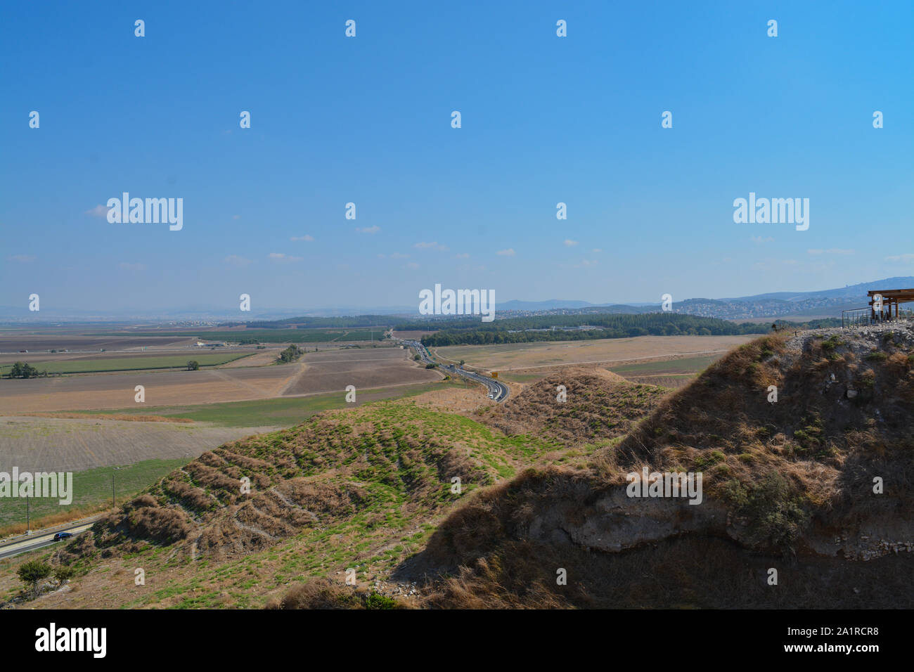 The view over Jezreel Valley at Tel Megiddo. Known as The Valley of