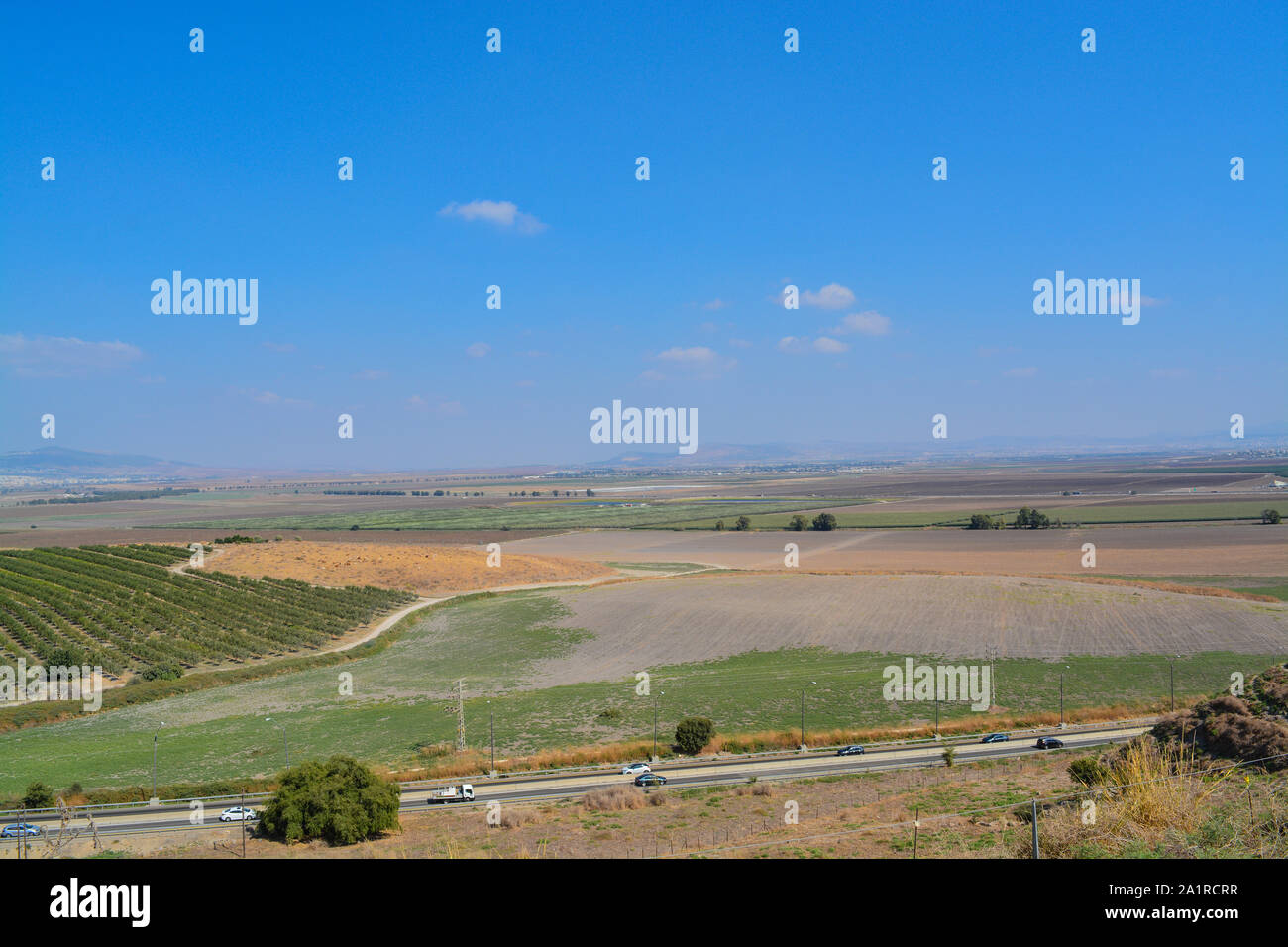 The View Over Jezreel Valley At Tel Megiddo Known As The Valley Of