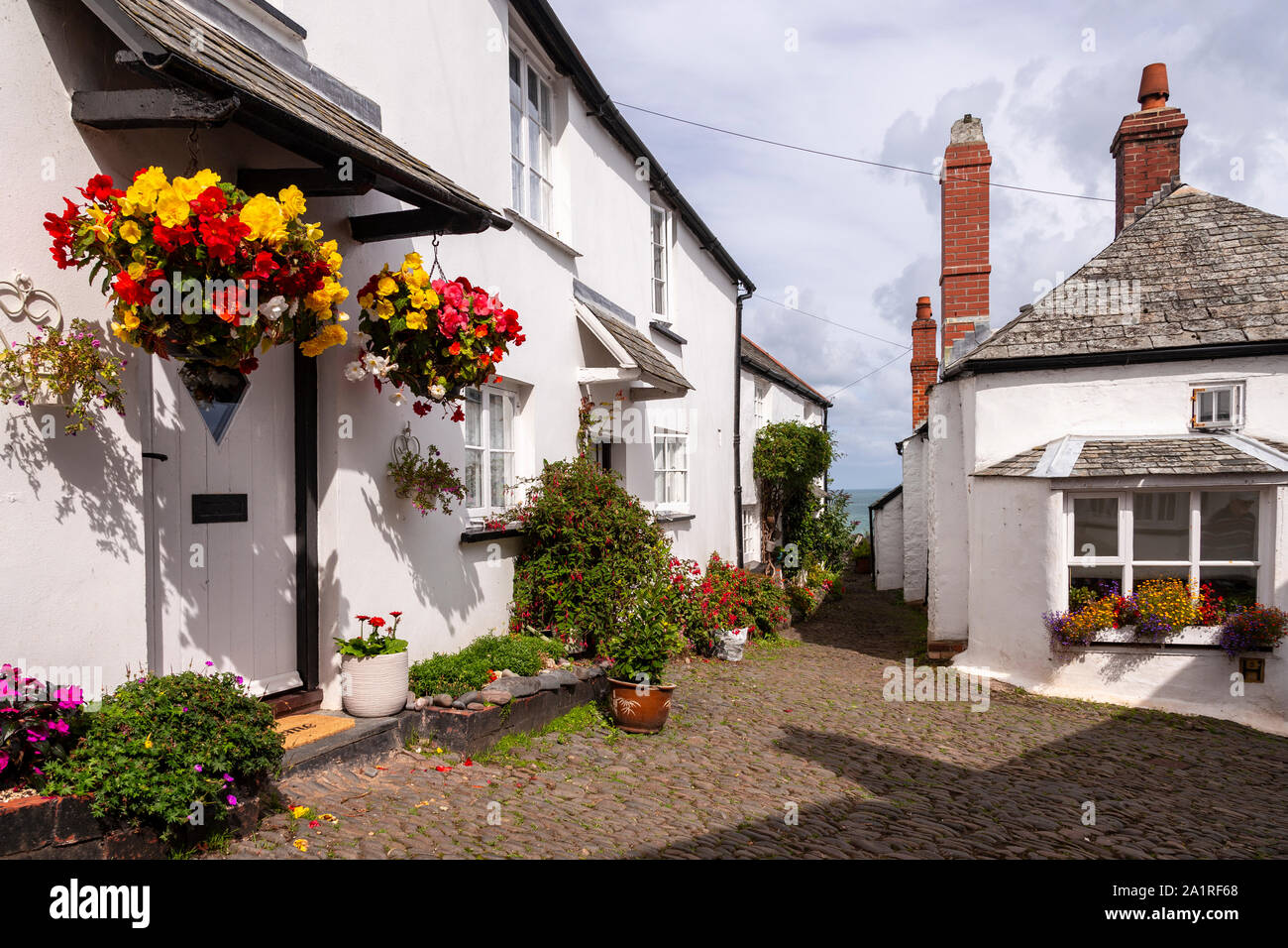 Cottages at Clovelly, north Devon, England Stock Photo