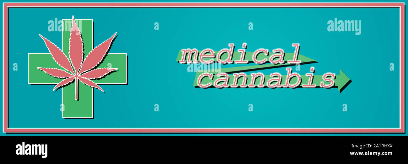 medical cannabis leaf on a blue background Toned Stock Photo