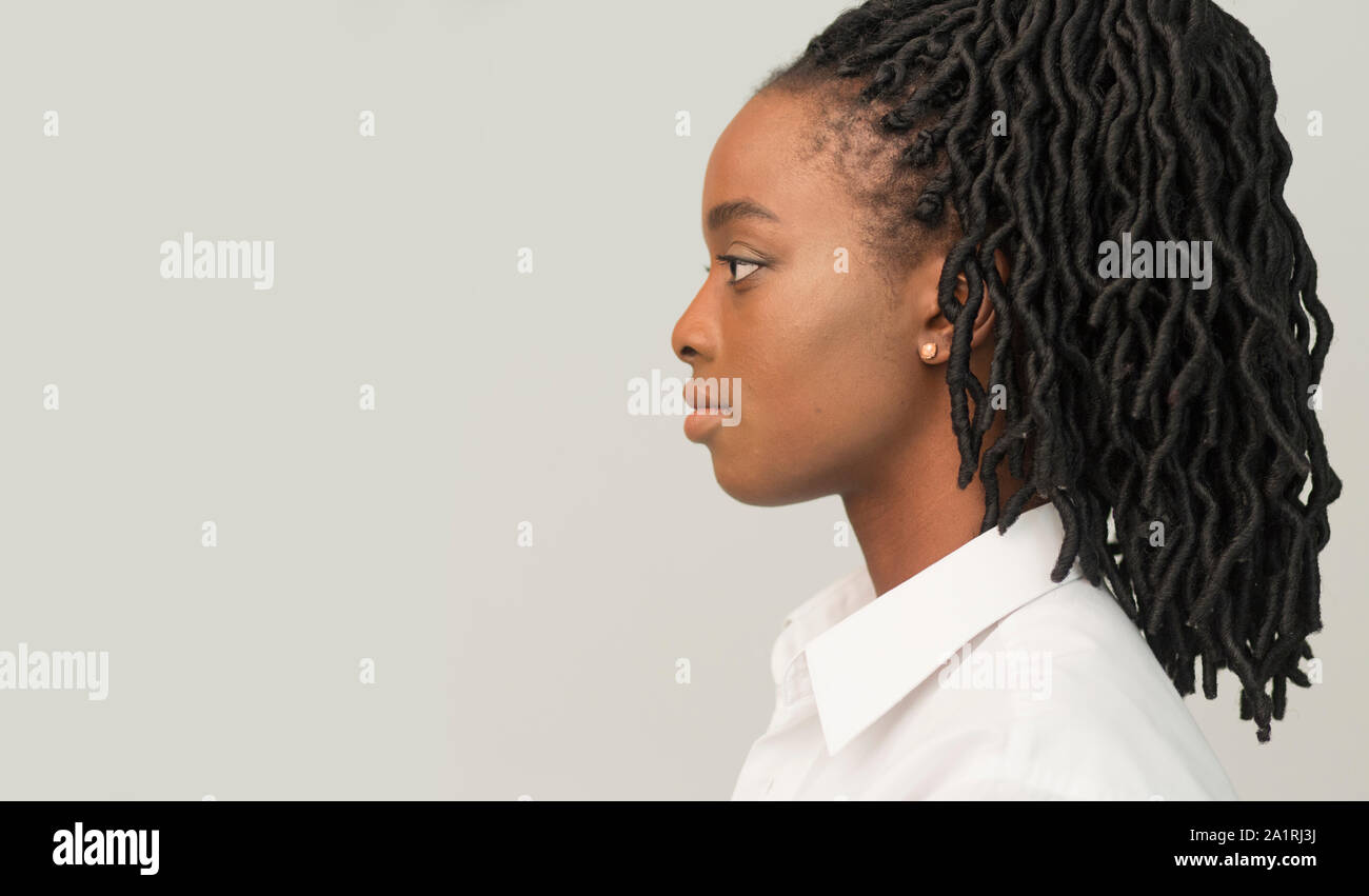 Profile Portrait Of Black Businesswoman, Studio Shot Stock Photo - Alamy