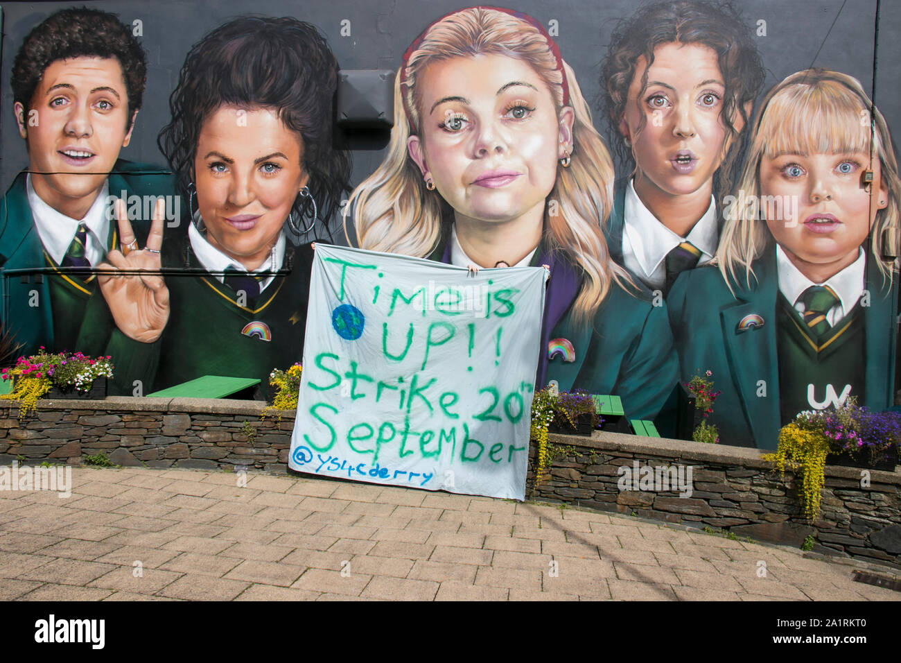 Derry Girls for climate change action. Stock Photo