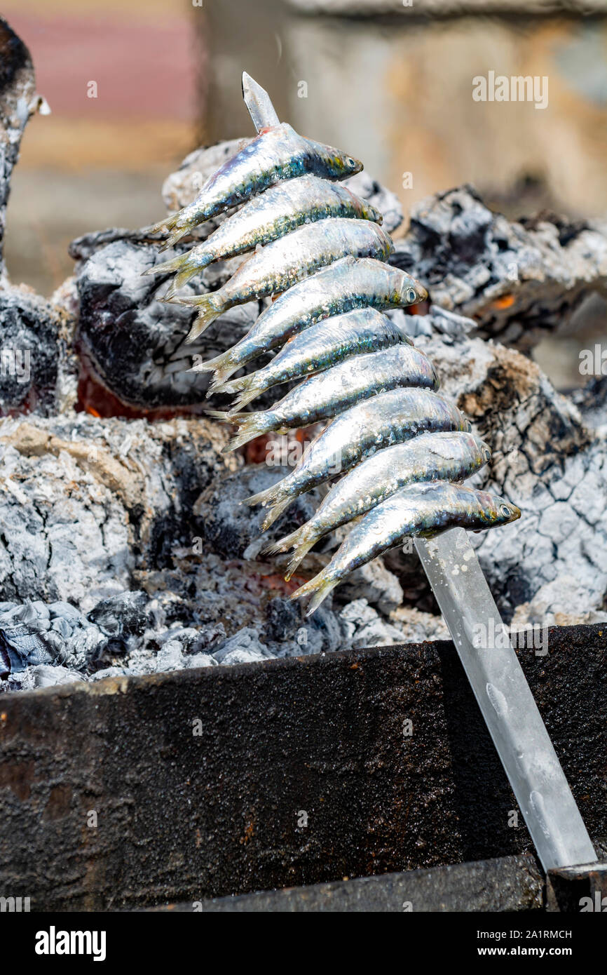 Espetos , Grilled Fish in Malagueta Beach, Malaga, Andalusia