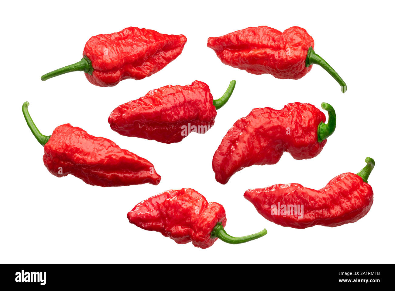 Fatalii peppers (Capsicum chinense fruits), wrinkled whole pods