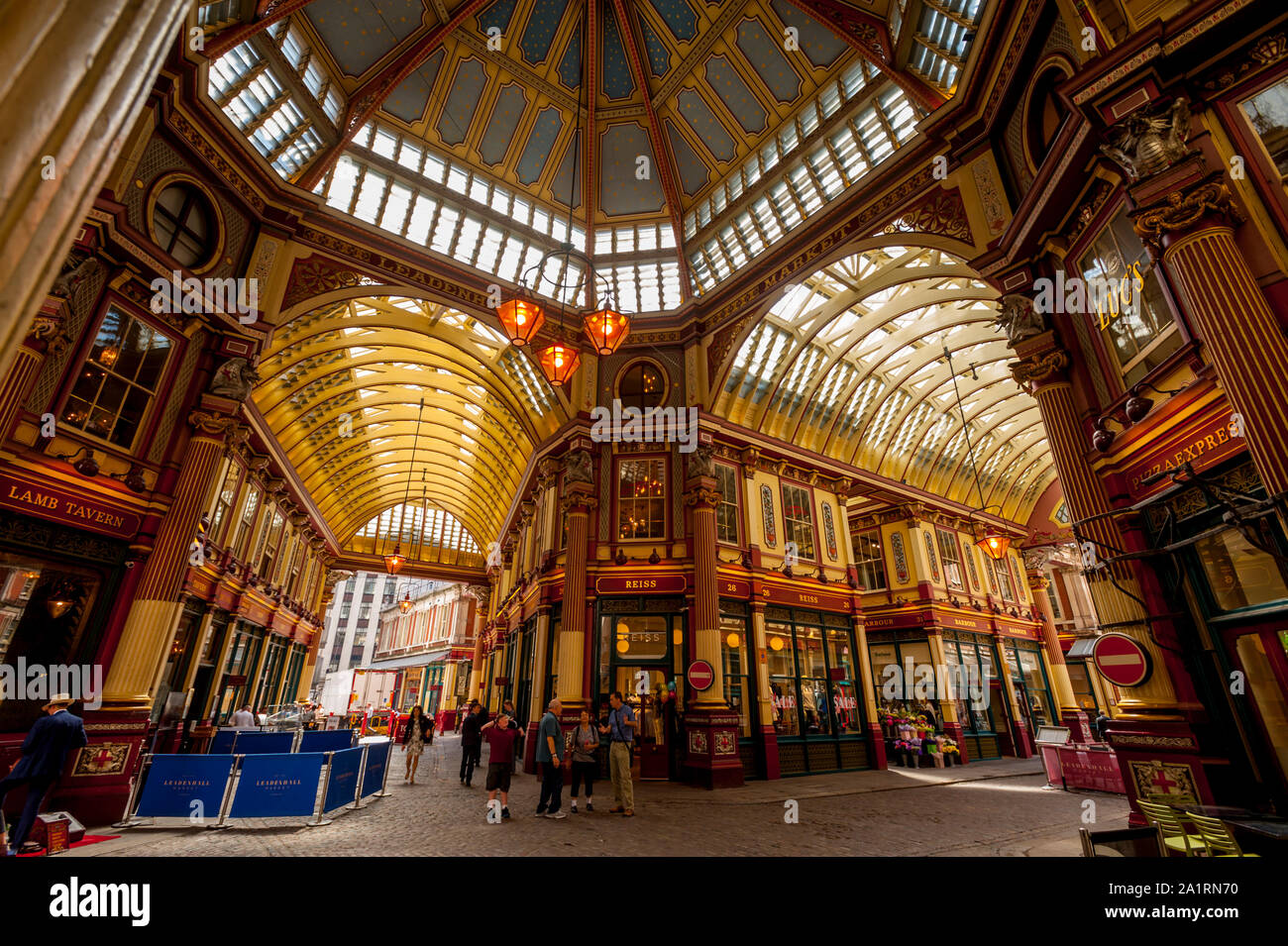 The central interior of Leadenhall Market in the city of London Stock Photo