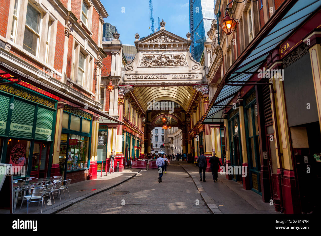 The entrance to Leadenhall Market in the city of London. Stock Photo