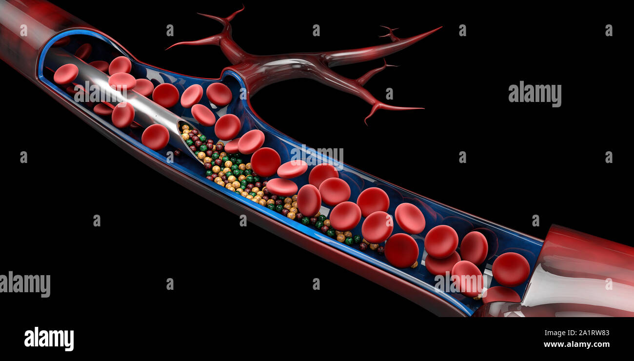 3d Illustration of syringe with vitamine and red blood cells Stock