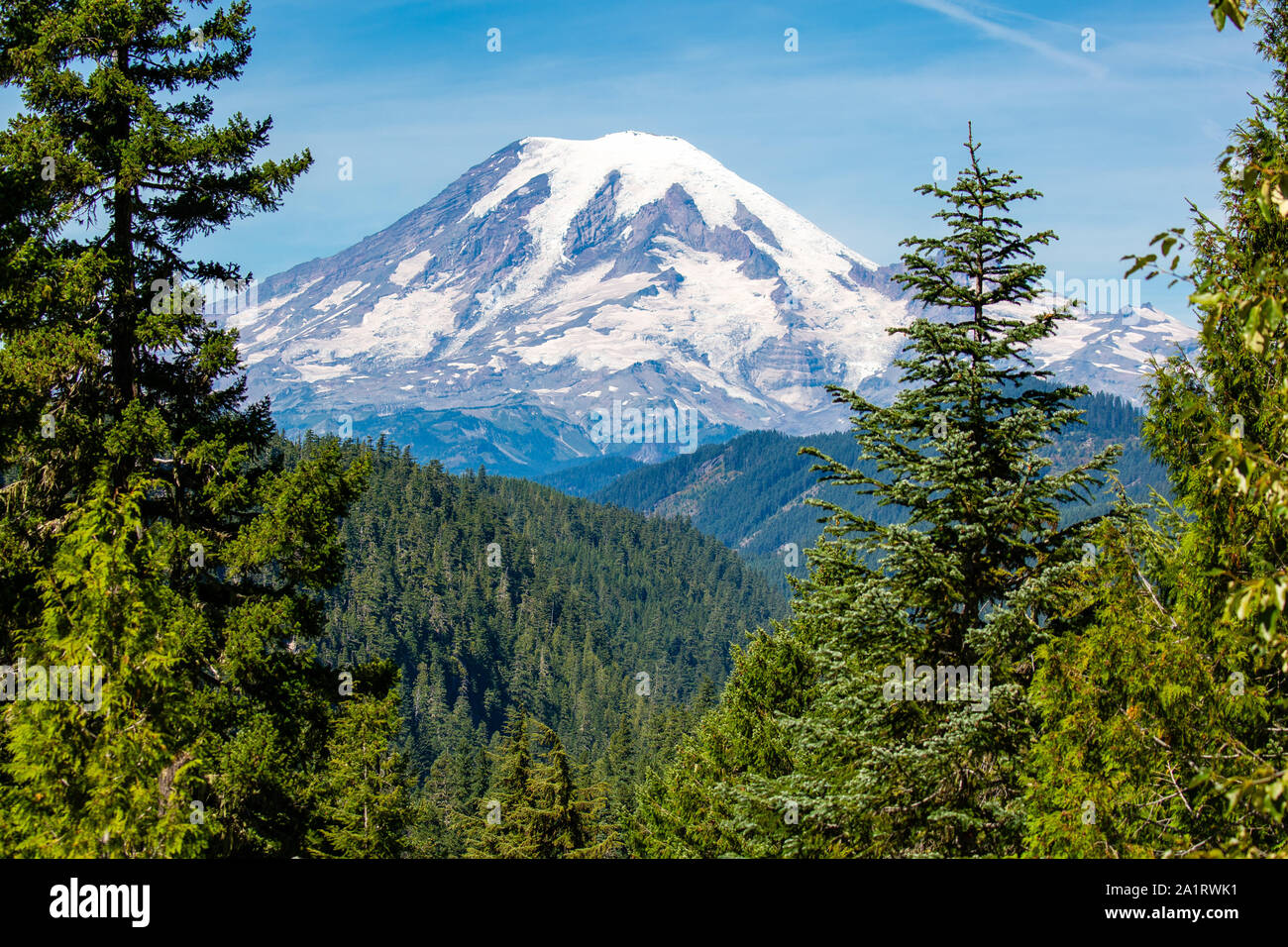 Mount Rainier National Park in the state of Washington in August Stock Photo