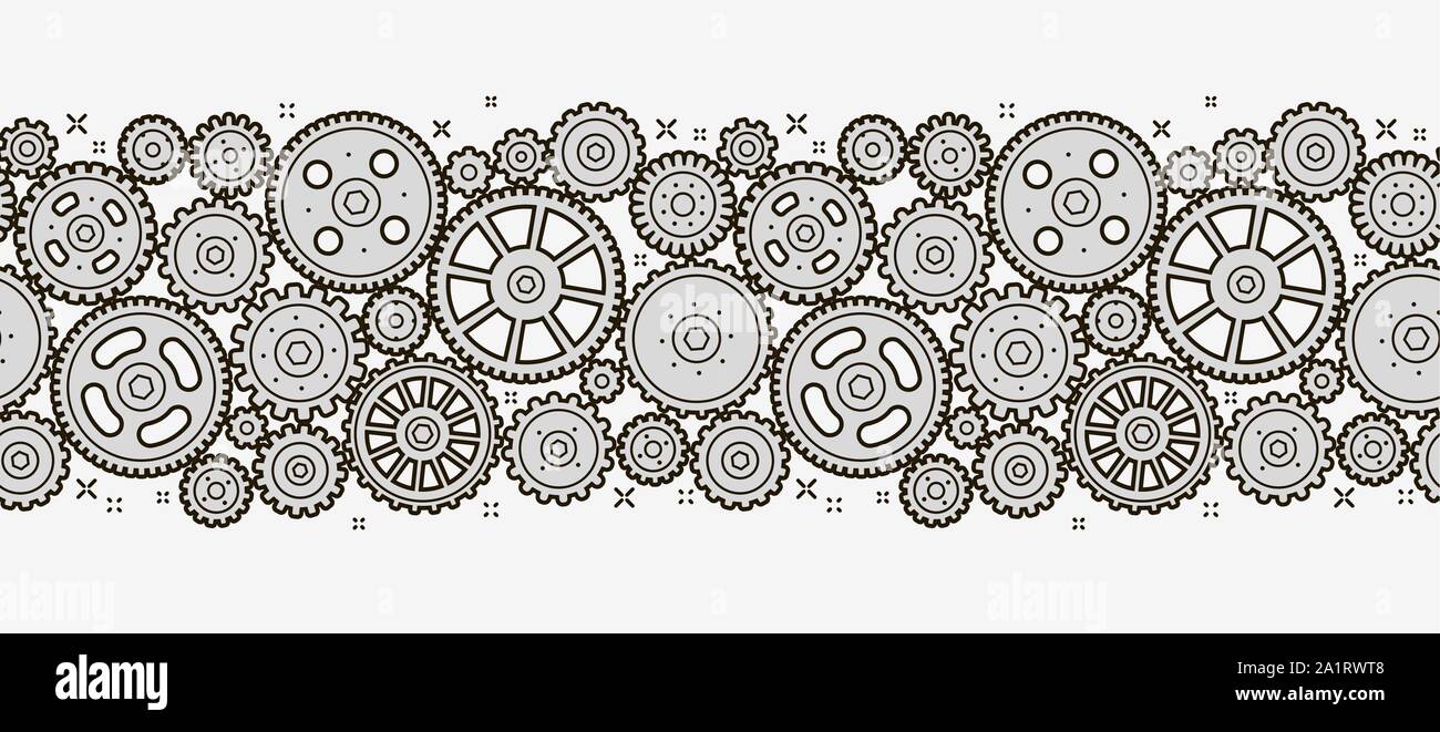 Gears seamless pattern. Cogwheels, mechanism vector illustration Stock Vector