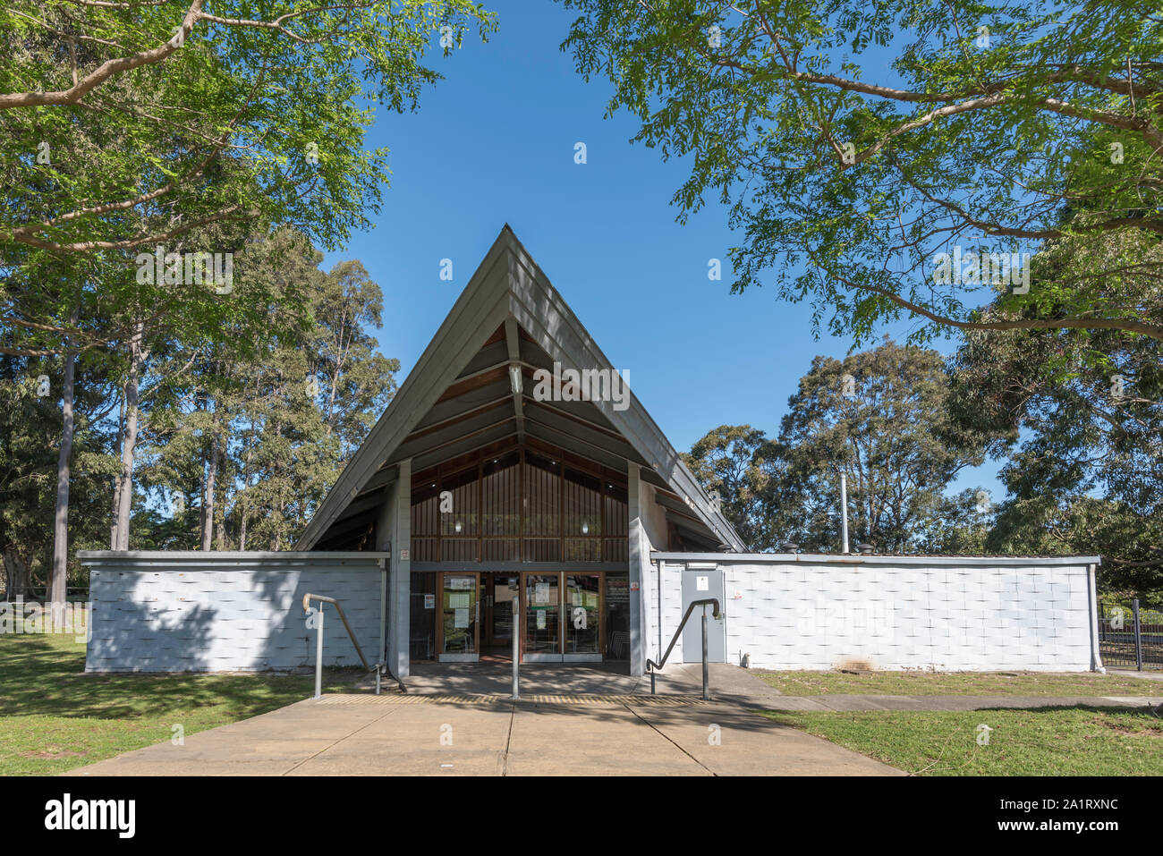 The East Lindfield Community Centre on the North Shore of Sydney is a post war modern building possibly designed by Robertson and Hindmarsh Architects Stock Photo