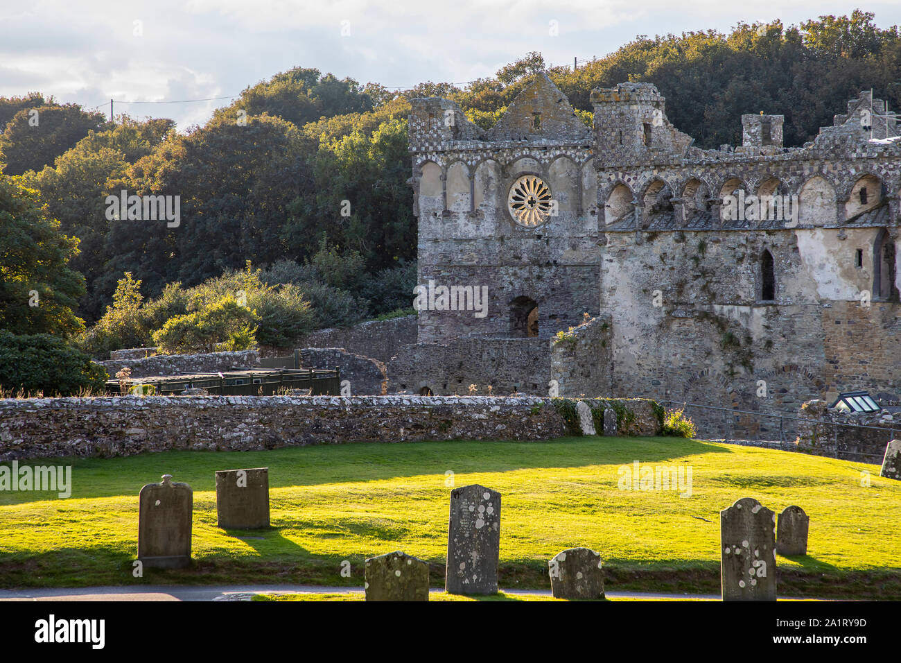 ST DAVIDS, WALES, UK - 8th September 2019: St Davids Bishops Palace is a ruined medieval palace located adjacent to St Davids Cathedral in the city of Stock Photo