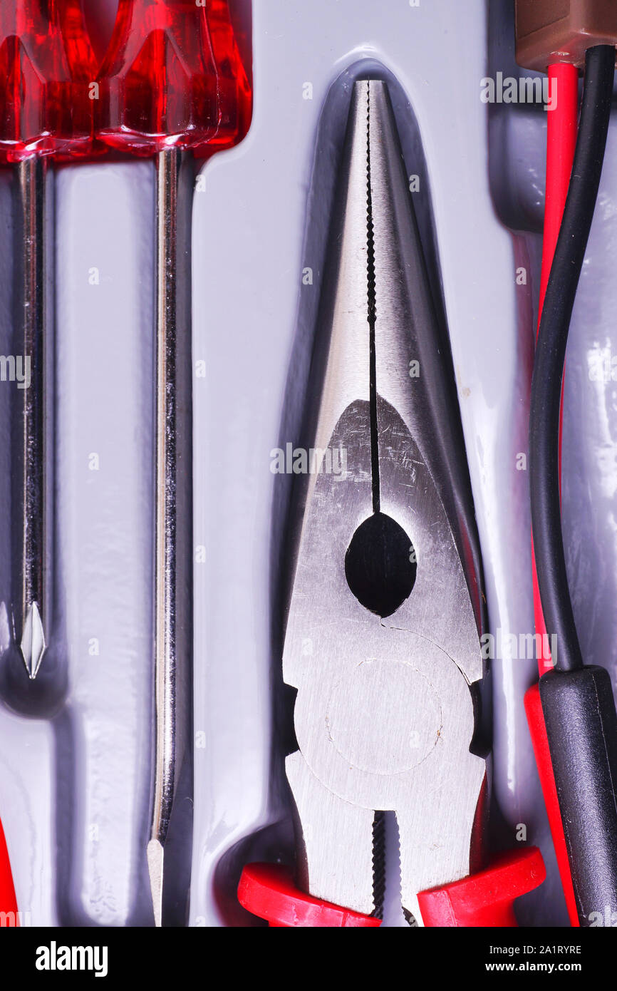electrical tools and components toolbox Stock Photo Alamy