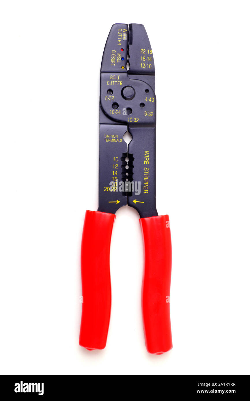 Electricaql tools multi tool wire cutter and stripper, isolated on