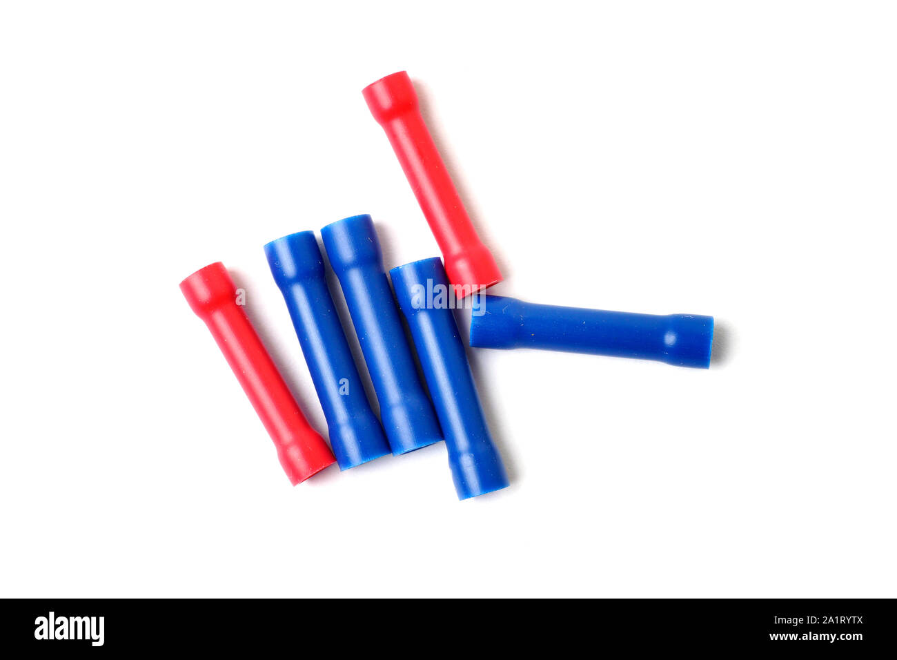 Electrical wire fastener components,isolated on white background Stock