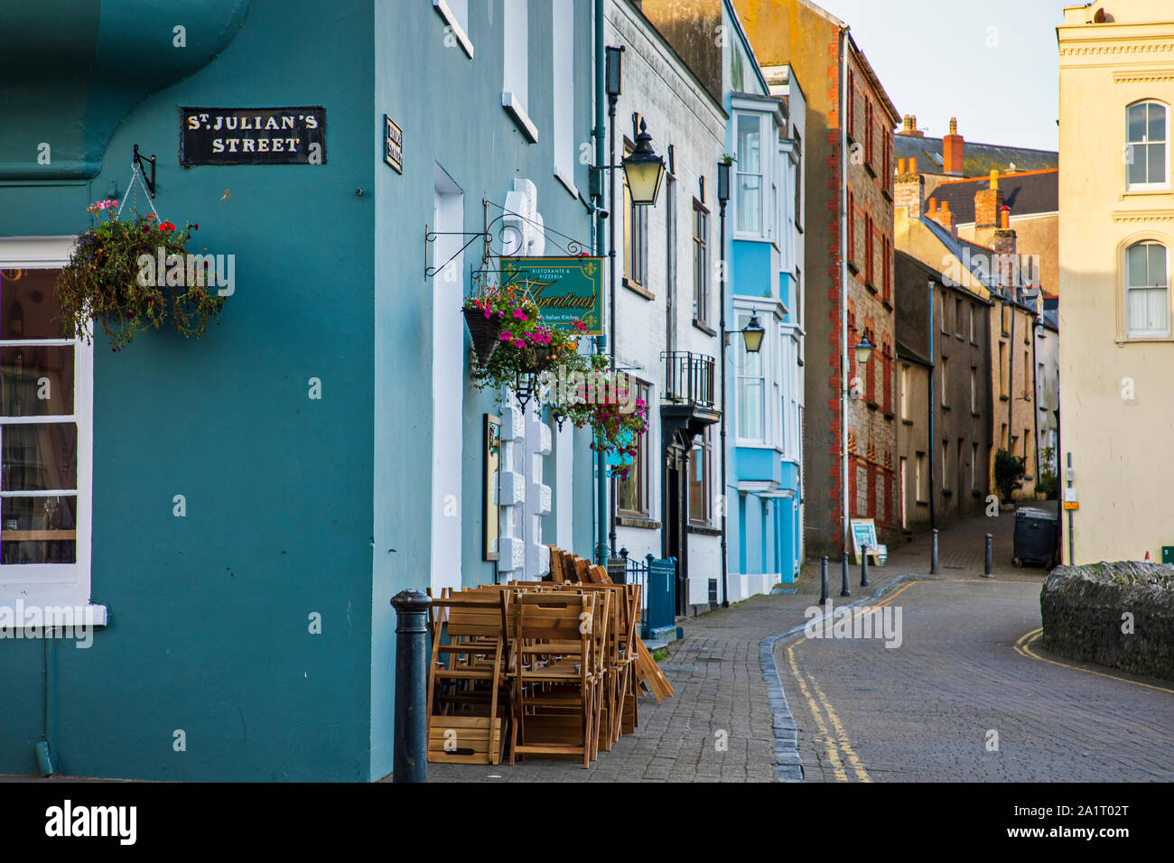 TENBY, WALES, UK 13th September 2019 Colorful houses along the