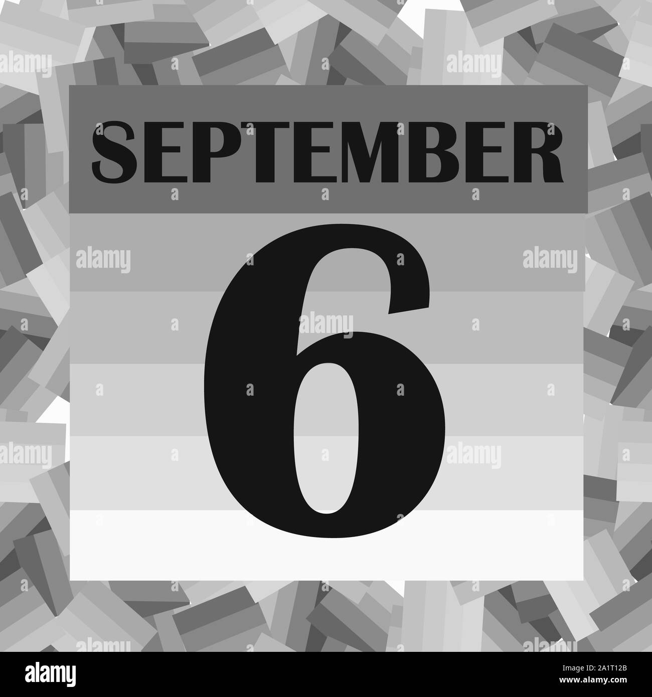 September 6 icon. For planning important day. Banner for holidays and special days. Illustration in black and white colors. Stock Photo