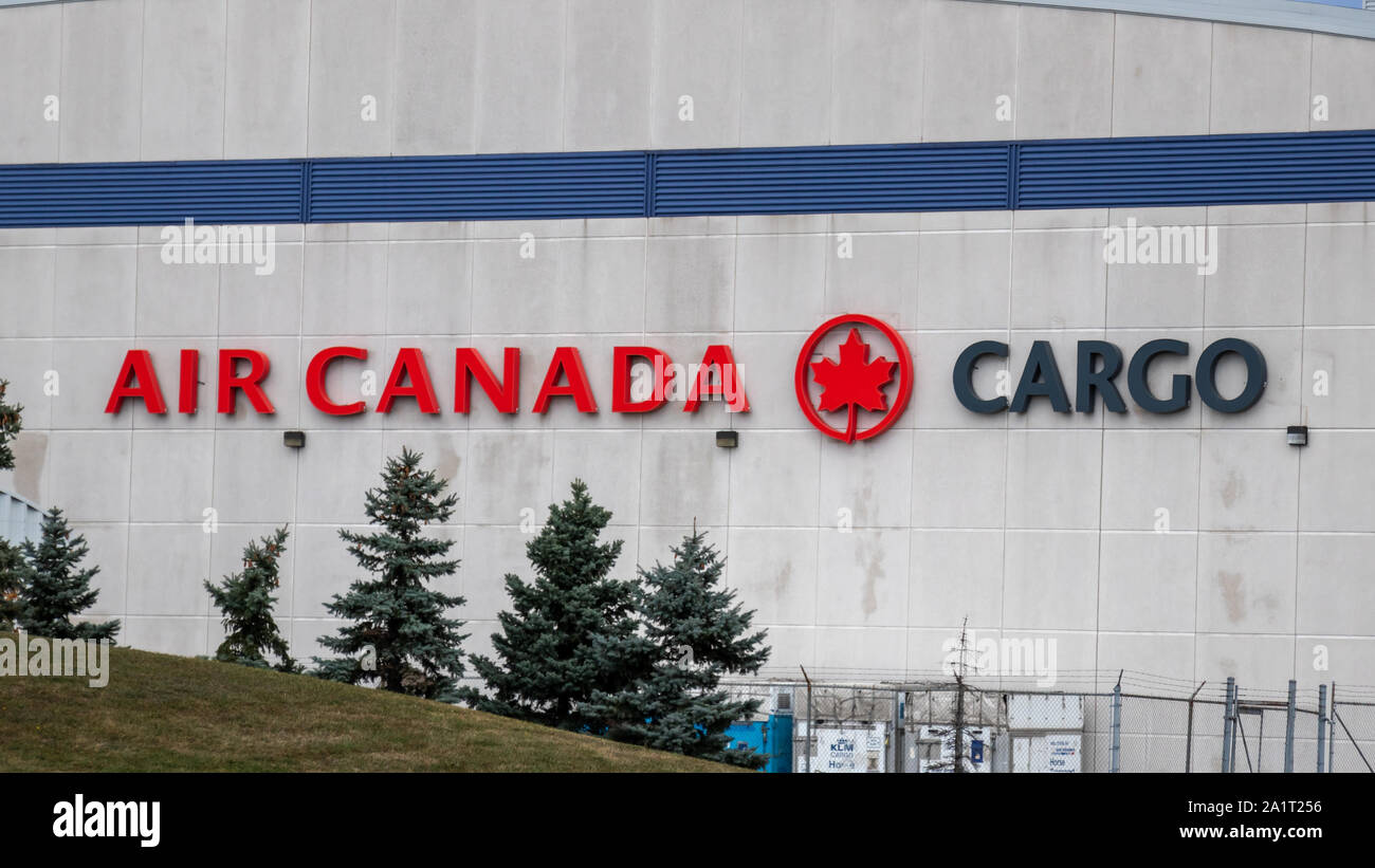 Air Canada Cargo logo on the side of their building at Toronto Pearson Intl. Airport. Stock Photo