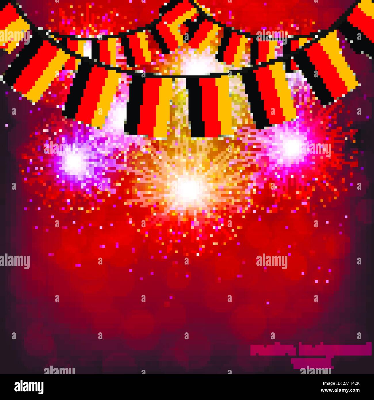 Bright firework with flags Germany for holidays. Vector illustration. Stock Vector
