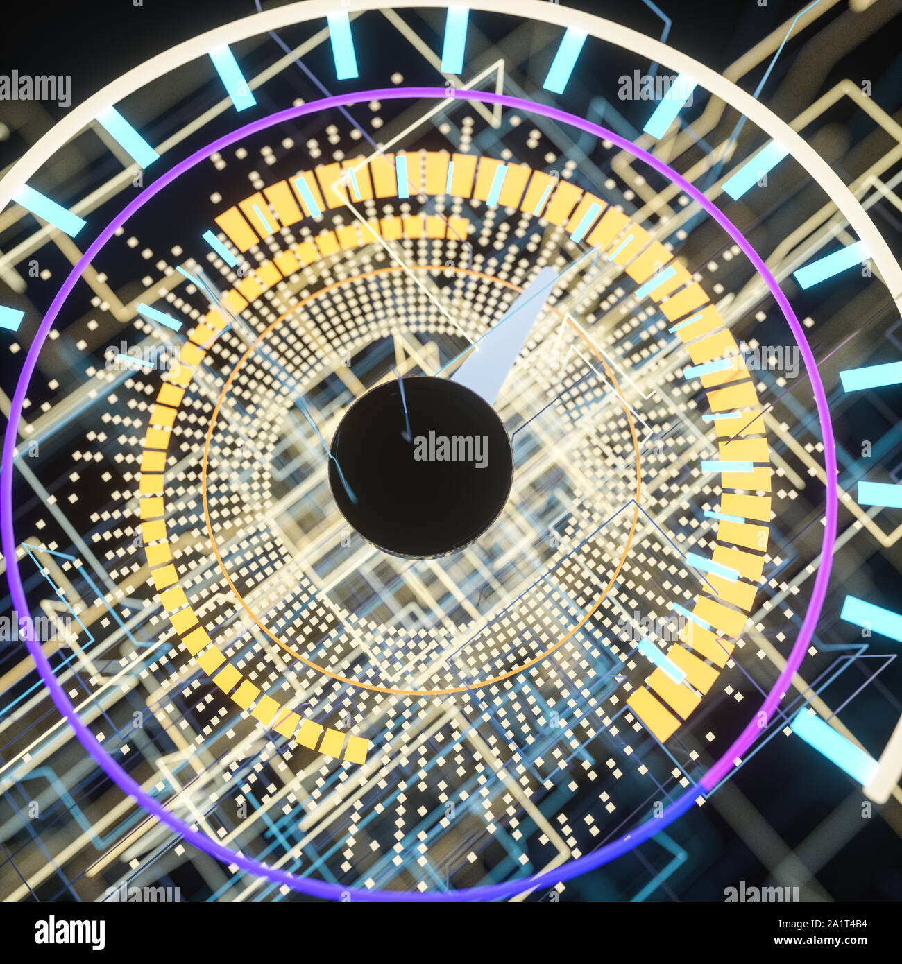 Digital drawing of dashboard with glowing lines, 3d rendering. Computer ...