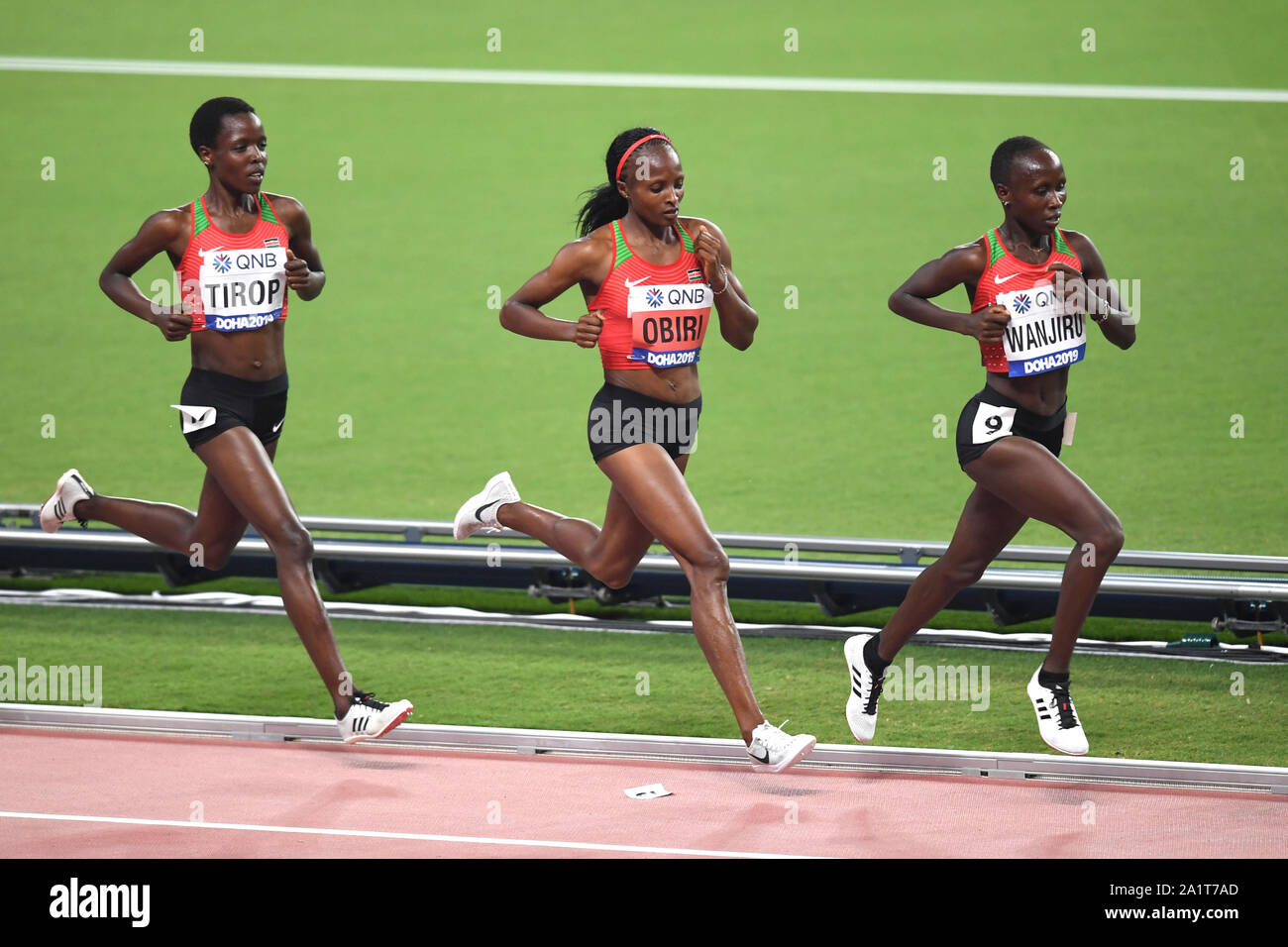 Agnes Tirop Hellen Obiri And Rosemary Wanjiru Kenya 10 000 Metres Women Final Iaaf World Athletics Championships Doha 2019 Stock Photo Alamy