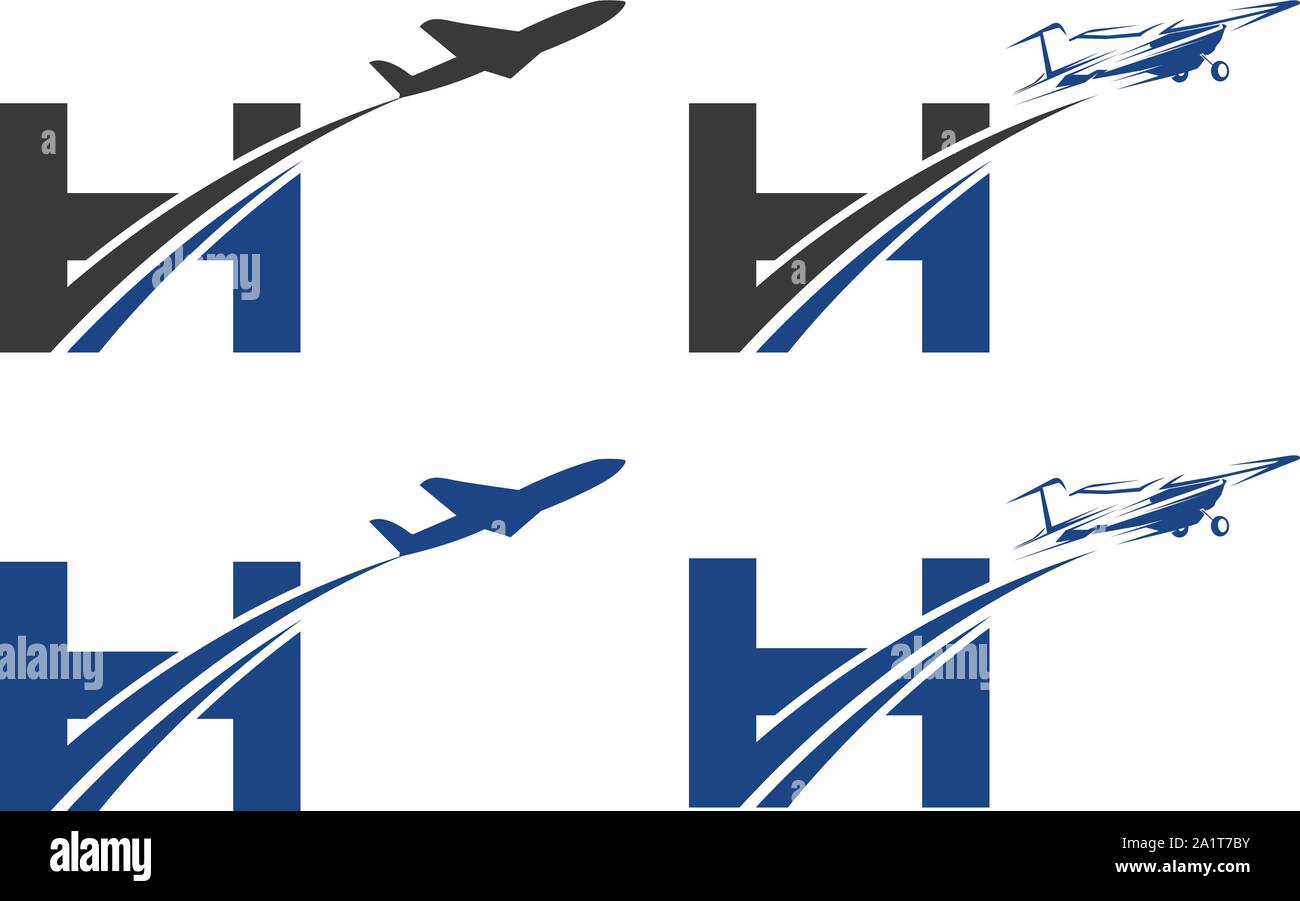 H Letter sign, symbol, monogram. Aviation Logo Design. Aircraft logo