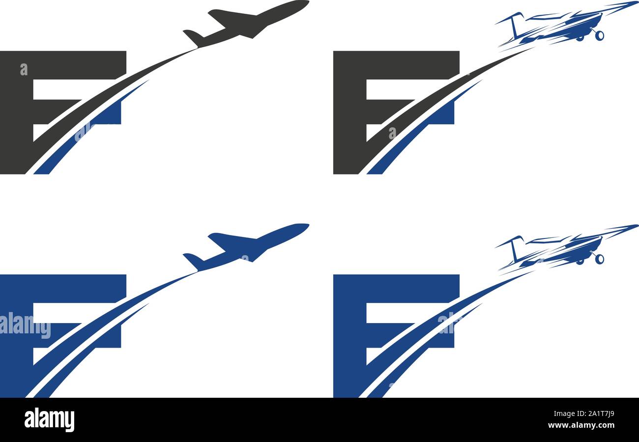 F Letter sign, symbol, monogram. Aviation Logo Design. Aircraft logo, Jet logo Stock Vector