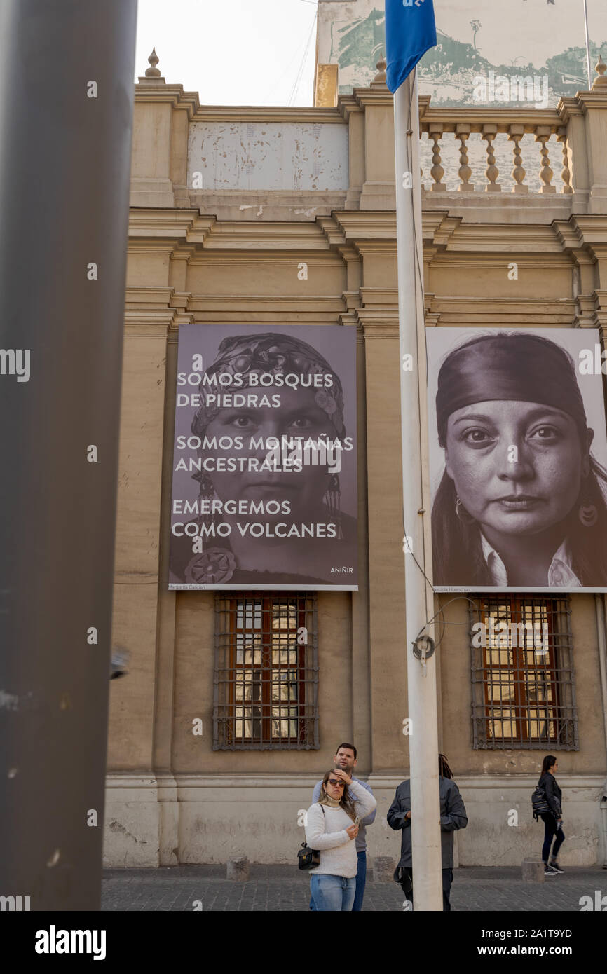 Santiago, Chile- April 22, 2019: Facade of the Museo de arte pre-colombino in Santiago Stock Photo