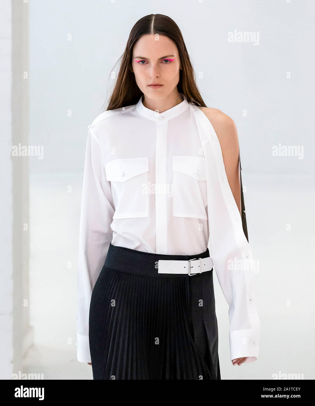 New York, NY - Sept 07, 2019: Polina Sova walks the runway at the Helmut Lang Spring Summer 2020 Fashion Show Stock Photo