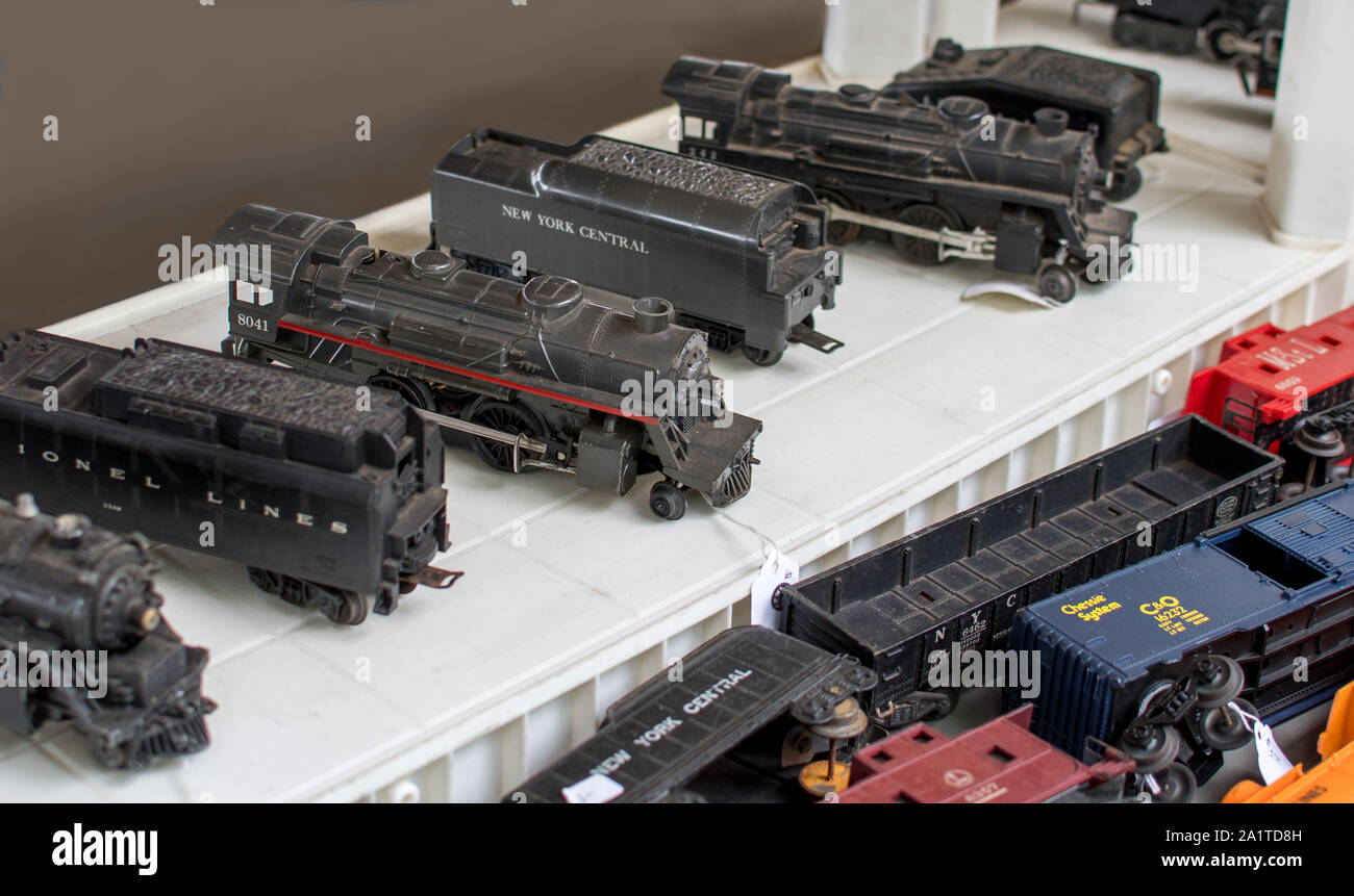 Hesston IN USA ,August 31 2019; small train cars are on sale during the labor day event at the Hesston train museum in Indiana Stock Photo