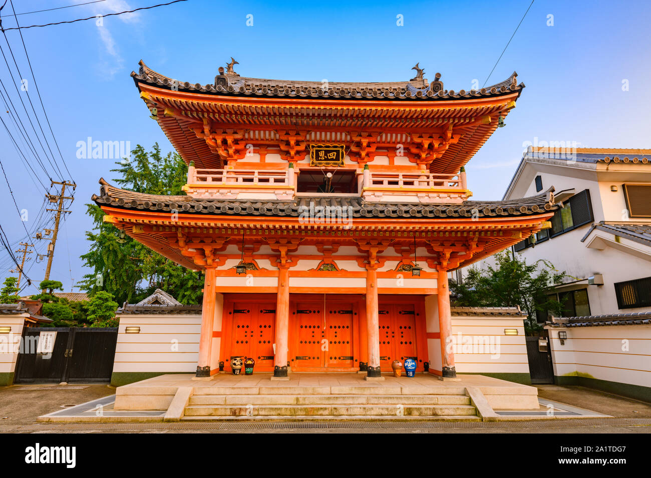 Kagawa, Japan - 28 July 2019: Main entrance gate to Saikoji Temple on Shodoshima Island. Stock Photo