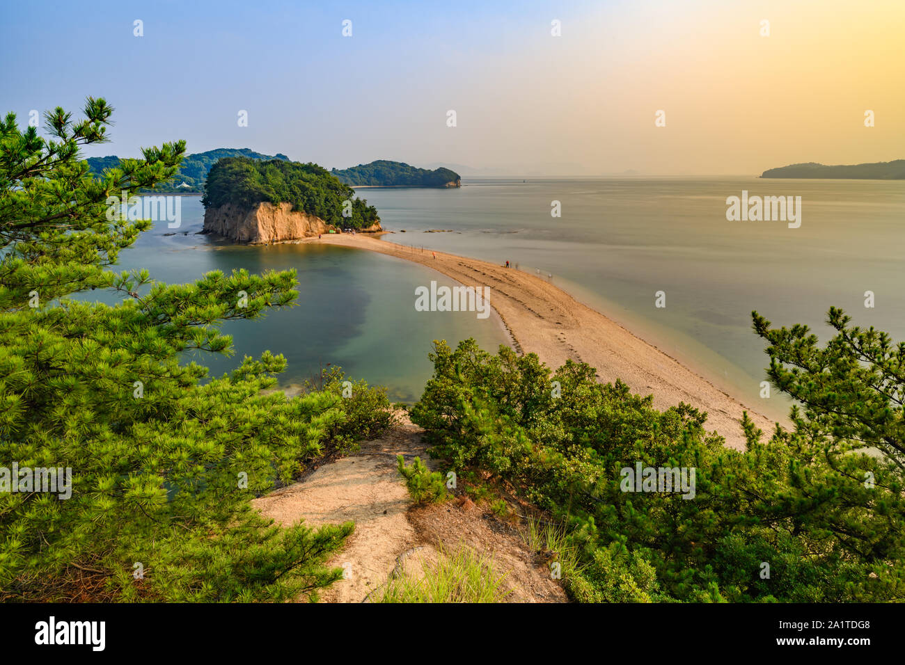 Angel Road, Shodoshima Island. Strip of land appears during low tide