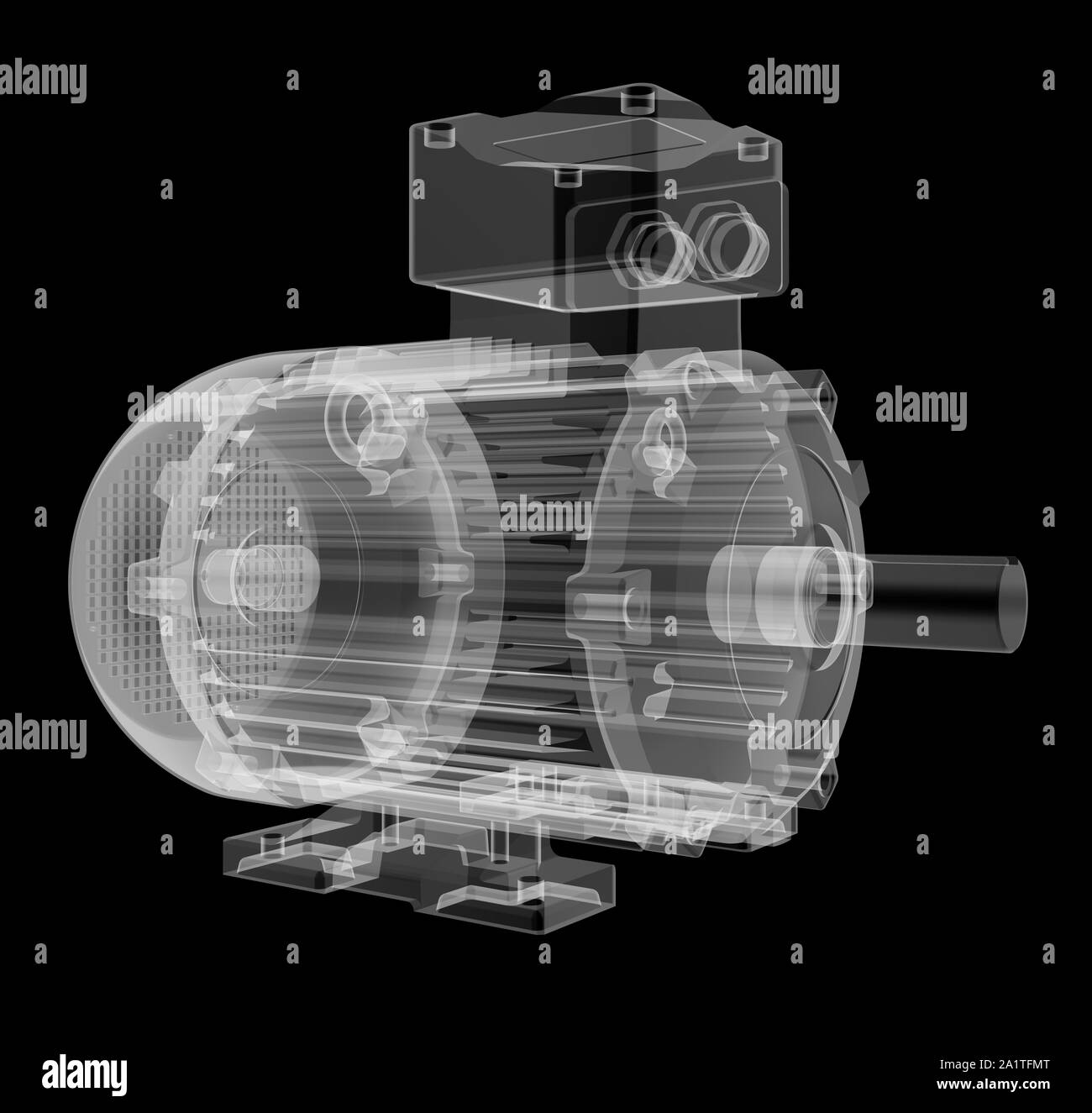 Electric motor XRay style. Isolated on black background. 3D illustration Stock Photo Alamy