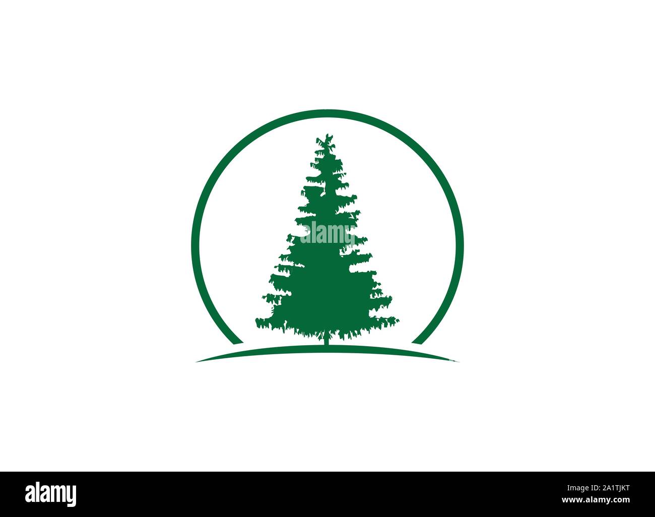 Green Oak Tree Logo, Pines  Logo sample, vector template, tree vector icon. logo design elements. A conceptual illustration of a tree icon, Green Oak Stock Vector