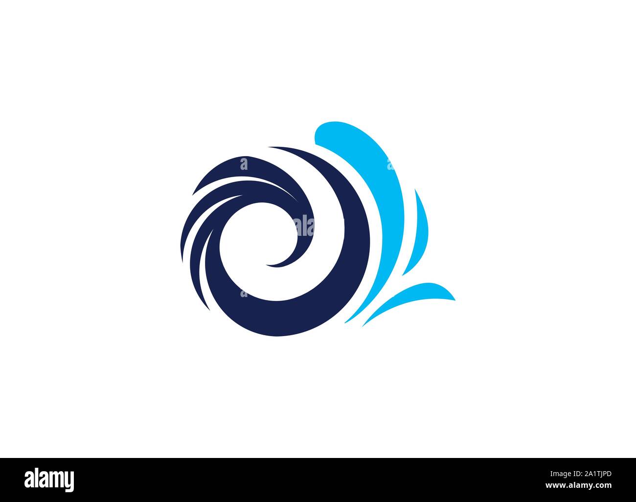 Logo blue spiral waves ocean beach swirl watercolor vector Stock Vector