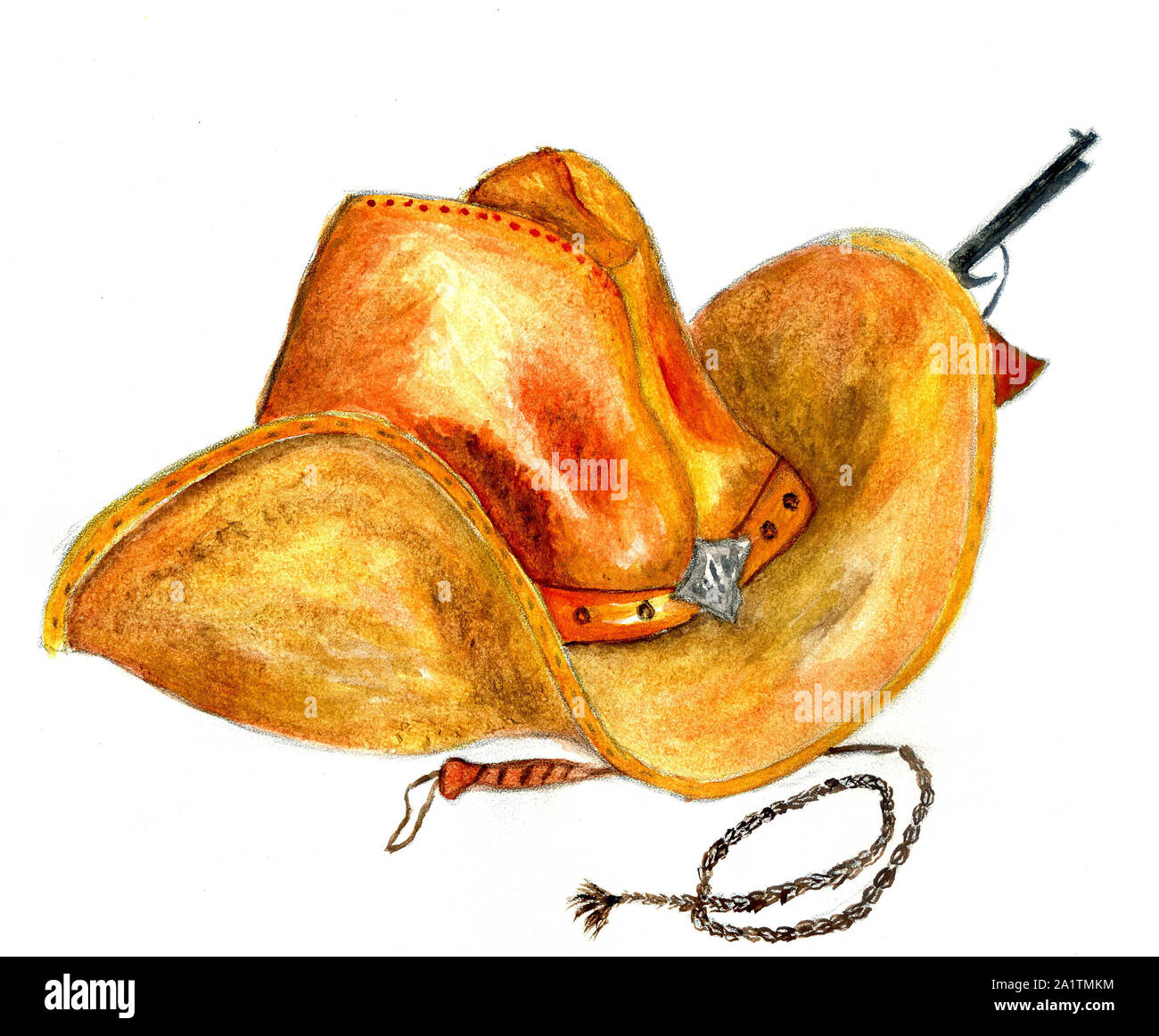 Fashion cowboy hat, hand drawn watercolor illustration Stock Photo - Alamy