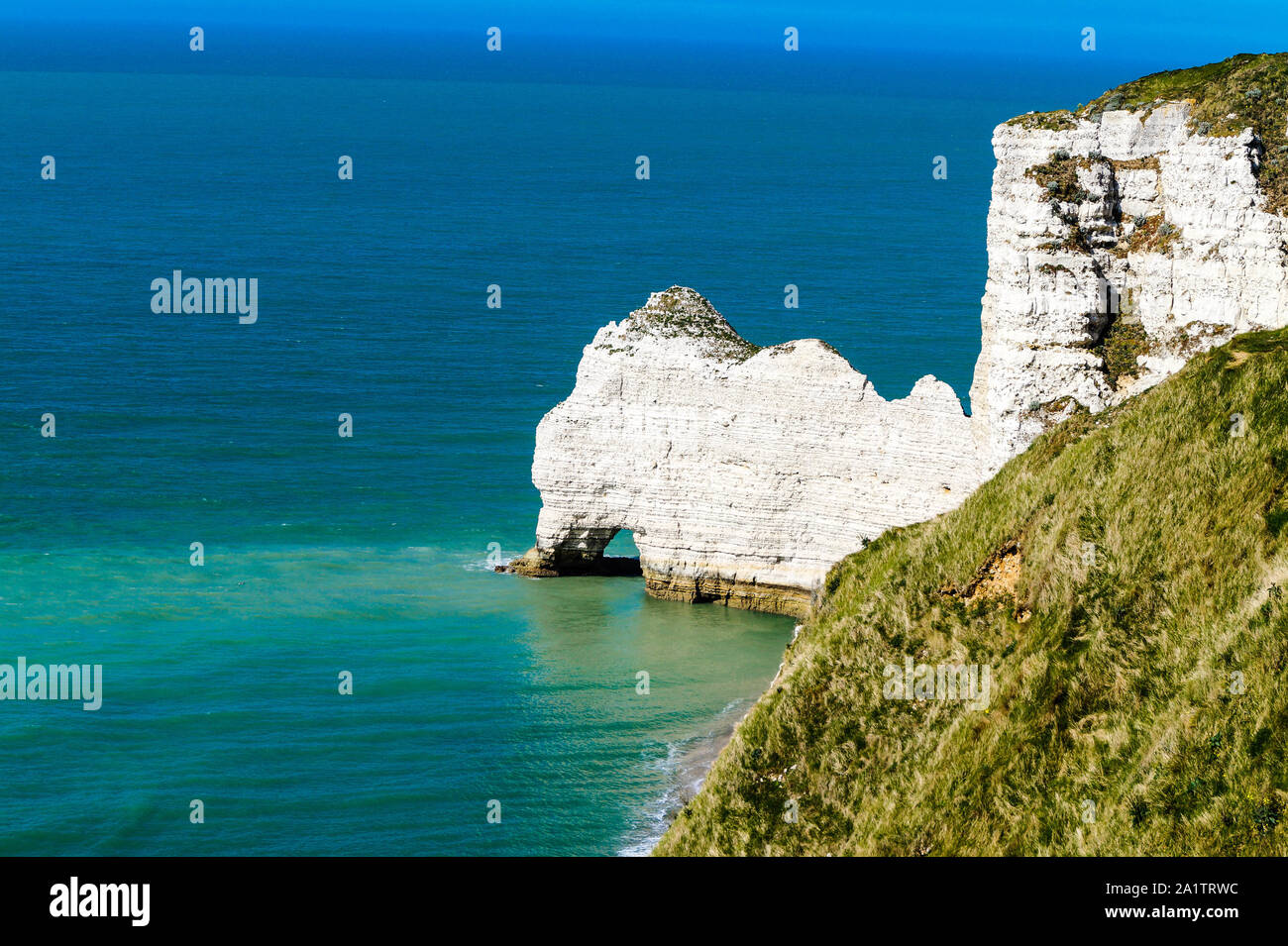 The White chalk cliffs of Etretat Normandie France Stock Photo - Alamy