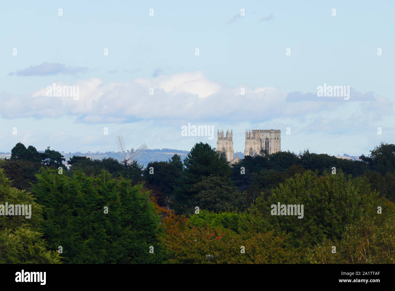 Holgate Windmill & York Minster from Bachelor Hill in Acomb Stock Photo
